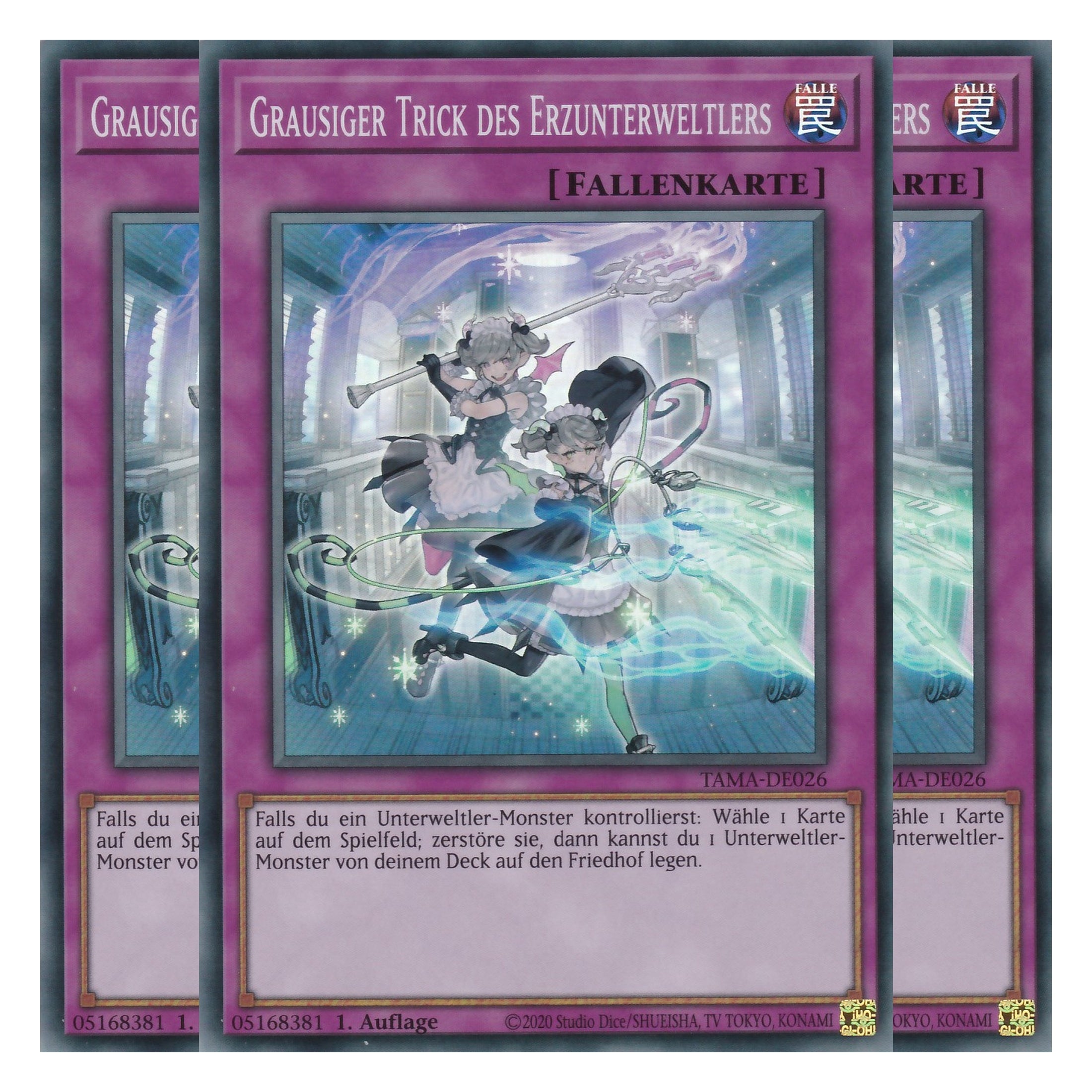 Grausiger Trick des Erzunterweltlers - TAMA-DE026 - Super Rare - 1. Auflage - Deutsch - Tactical Masters - Yu-Gi-Oh! - Playset (3 Kopien)