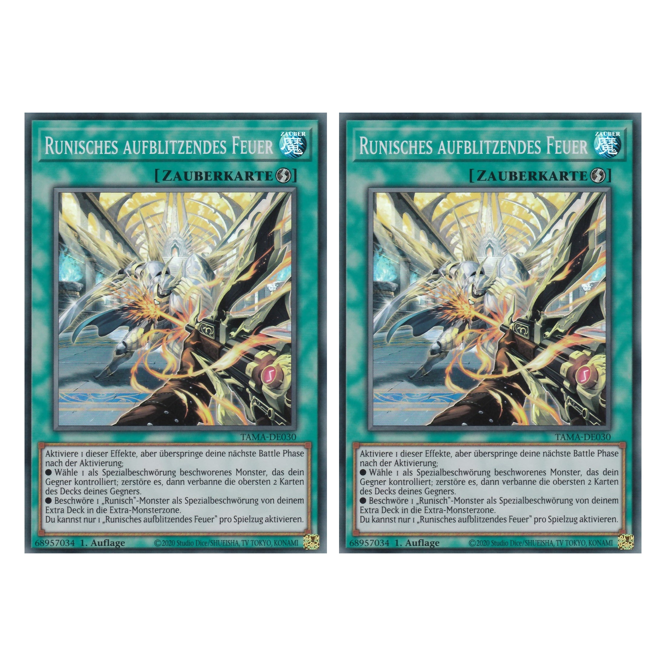 Runisches aufblitzendes Feuer - TAMA-DE030 - Super Rare - 1. Auflage - Deutsch - Tactical Masters - Yu-Gi-Oh! - Duo Set (2 Stück)