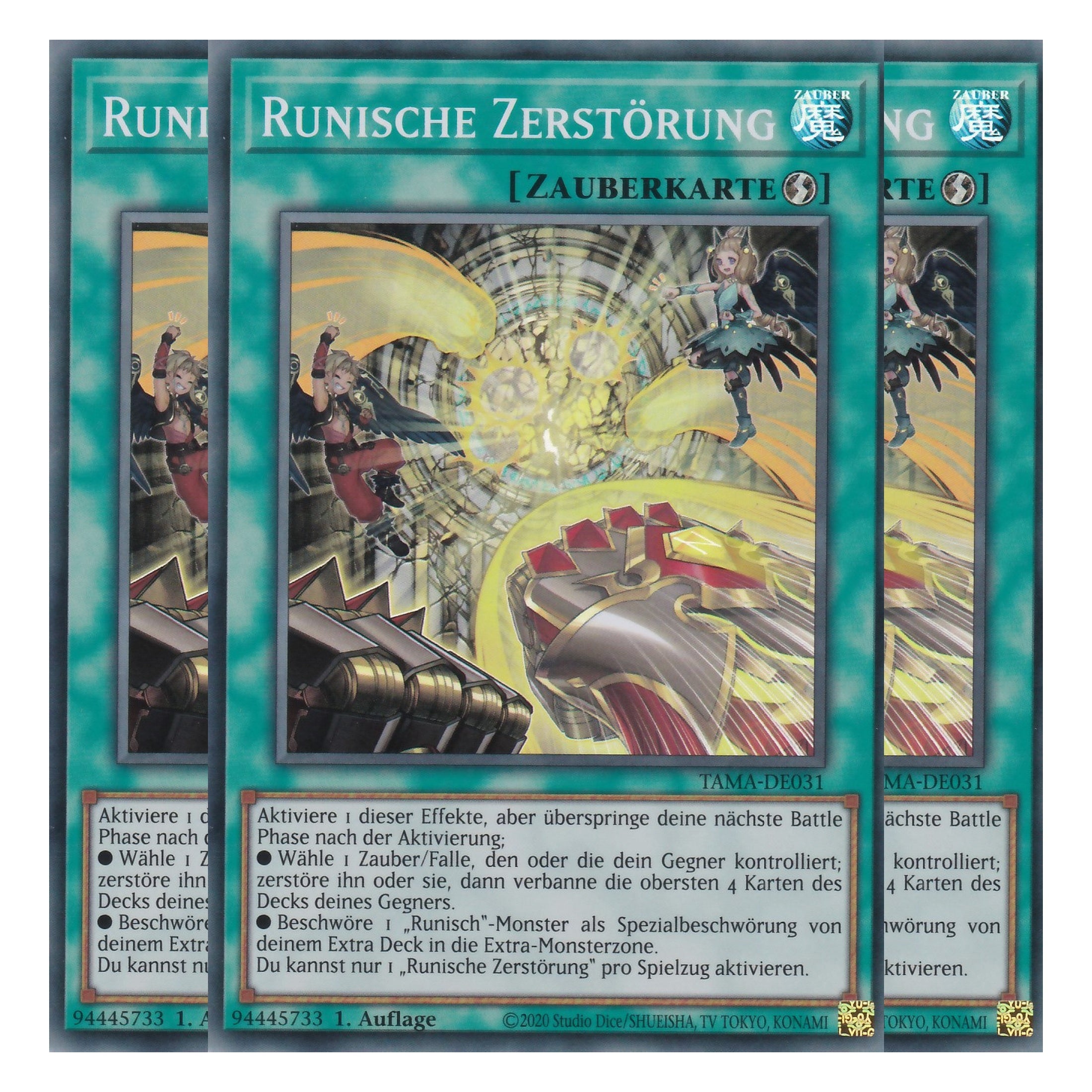 Runische Zerstörung - TAMA-DE031 - Super Rare - 1. Auflage - Deutsch - Tactical Masters - Yu-Gi-Oh! - Playset (3 Kopien)