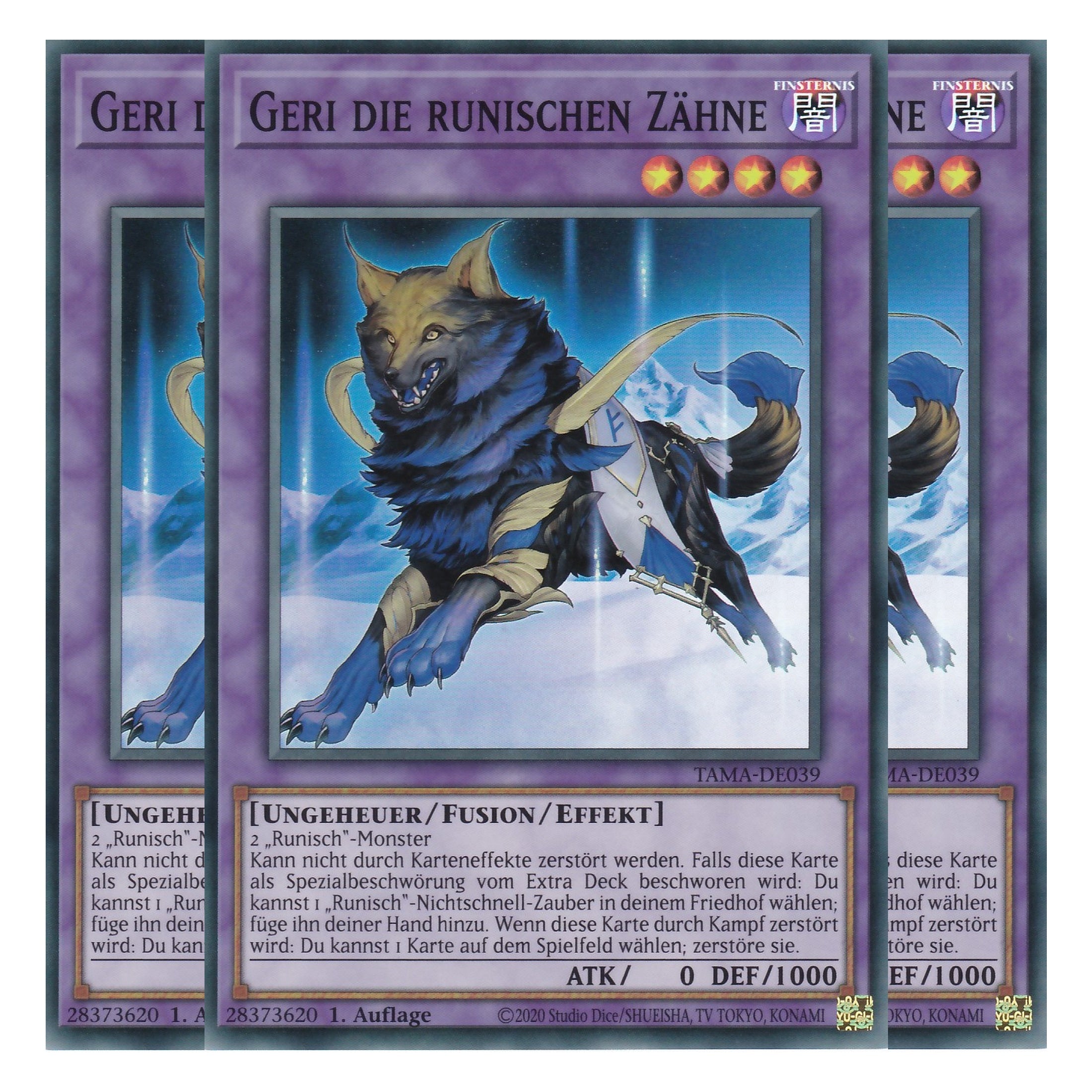 Geri die runischen Zähne - TAMA-DE039 - Super Rare - 1. Auflage - Deutsch - Tactical Masters - Yu-Gi-Oh! - Playset (3 Kopien)