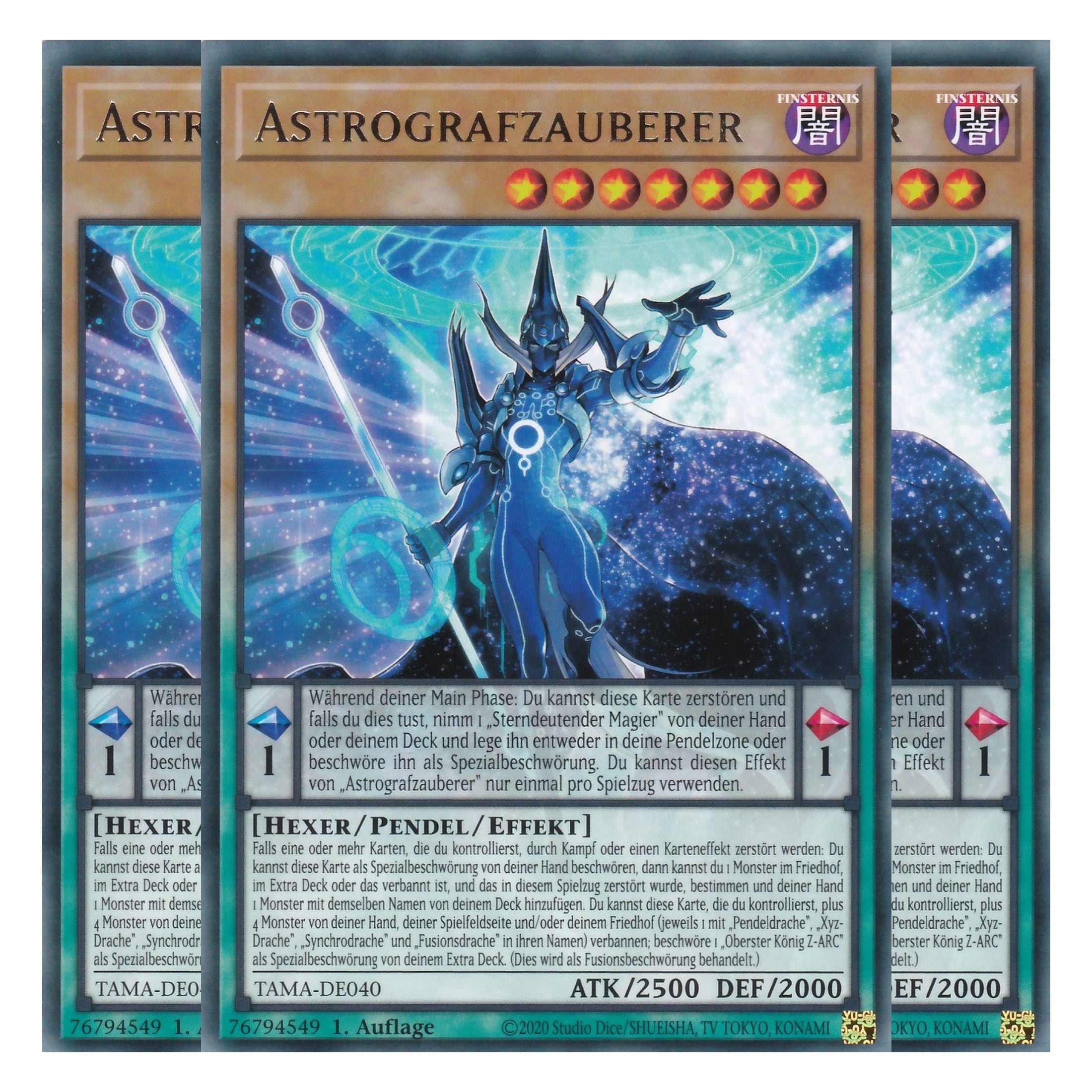 Astrografzauberer - TAMA-DE040 - Rare - 1. Auflage - Deutsch - Tactical Masters - Yu-Gi-Oh! - Playset (3 Kopien)