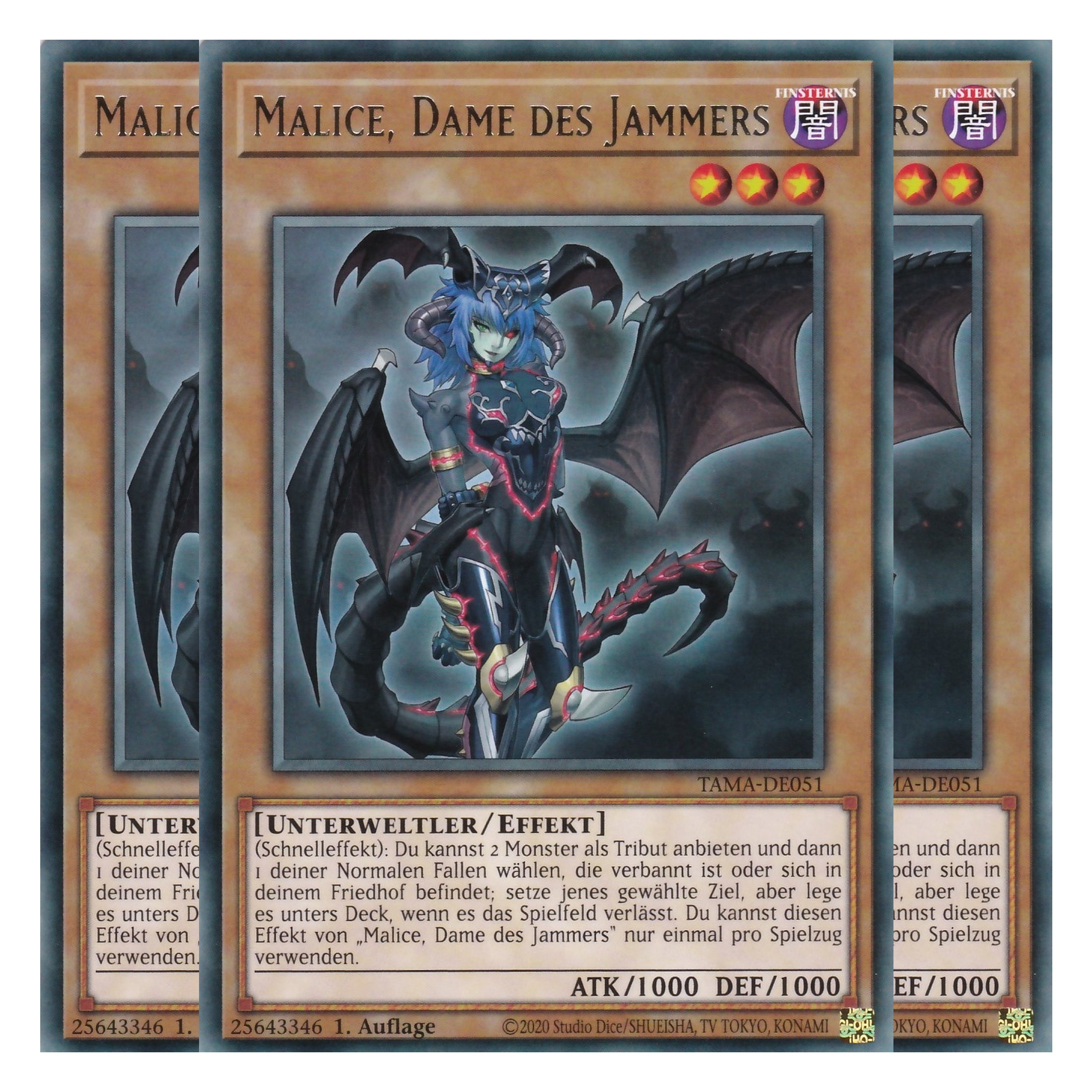 Malice, Dame des Jammers - TAMA-DE051 - Rare - 1. Auflage - Deutsch - Tactical Masters - Yu-Gi-Oh! - Playset (3 Kopien)