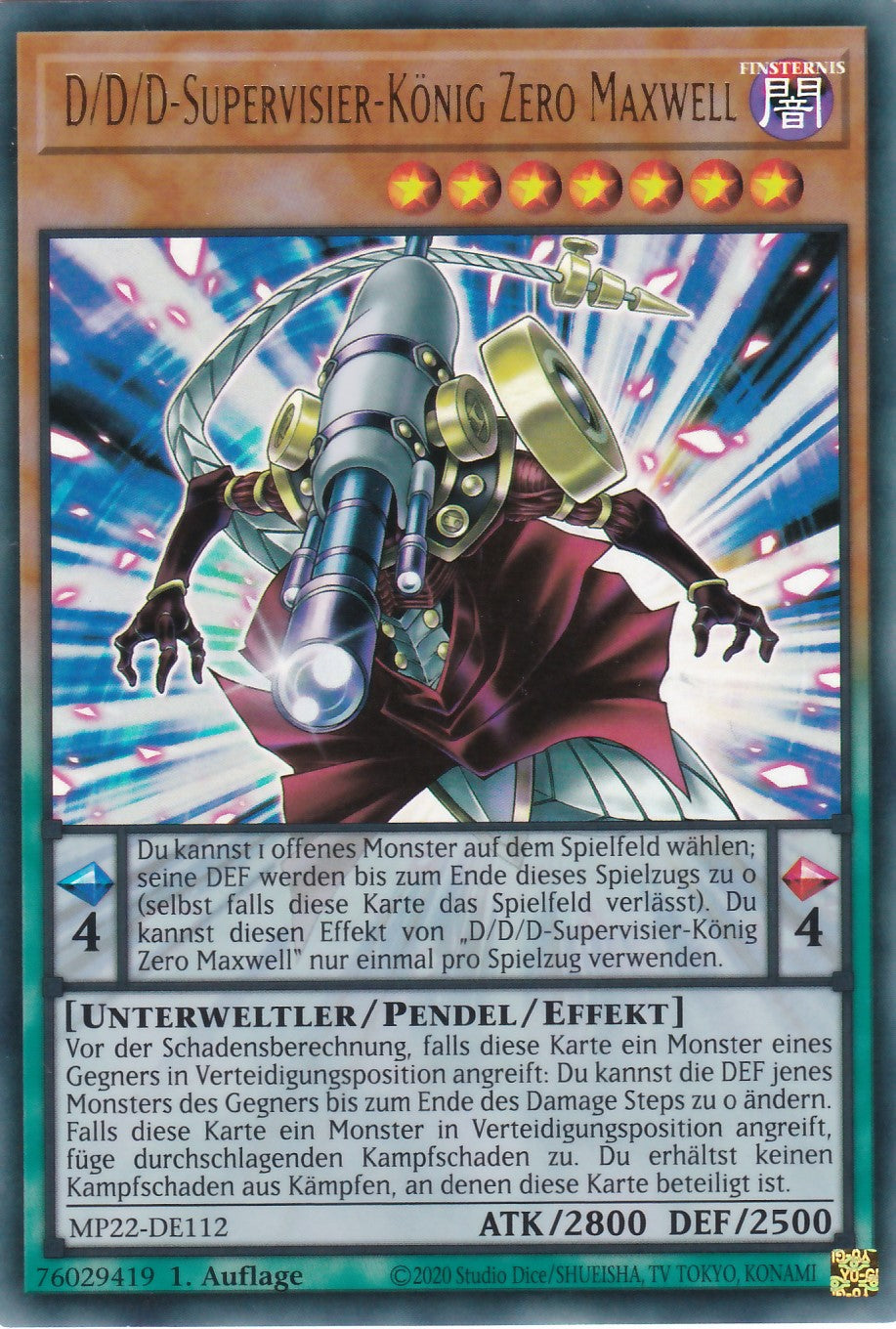 D/D/D-Supervisier-König Zero Maxwell - MP22-DE112 - Ultra Rare - Deutsch - 1. Auflage - 2022 Tin of the Pharaoh's Gods