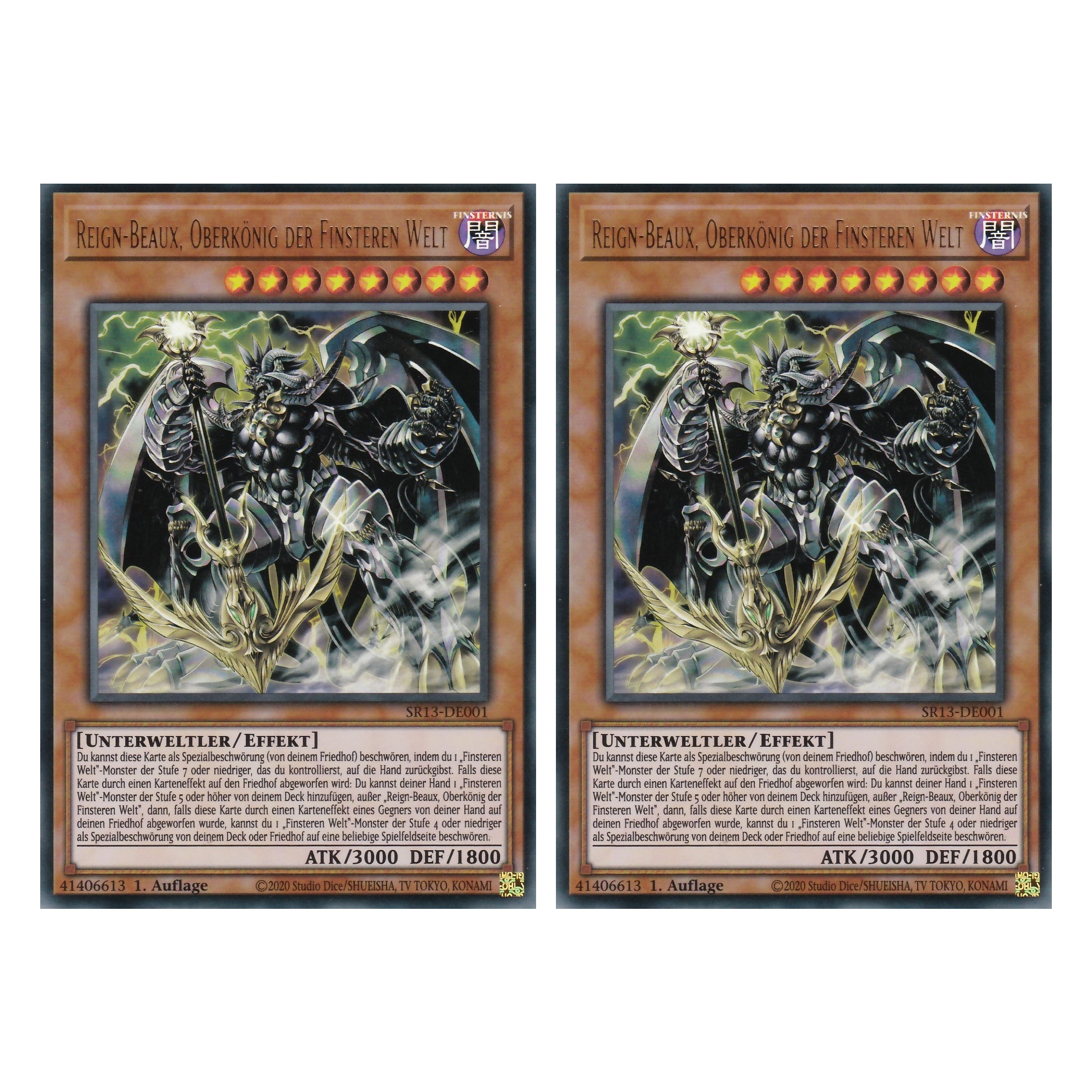 Reign-Beaux, Oberkönig der Finsteren Welt - SR13-DE001 - Ultra Rare - Deutsch - 1. Auflage - Structure Deck: Dark World - Yu-Gi-Oh! - Duo Set (2 Stück)