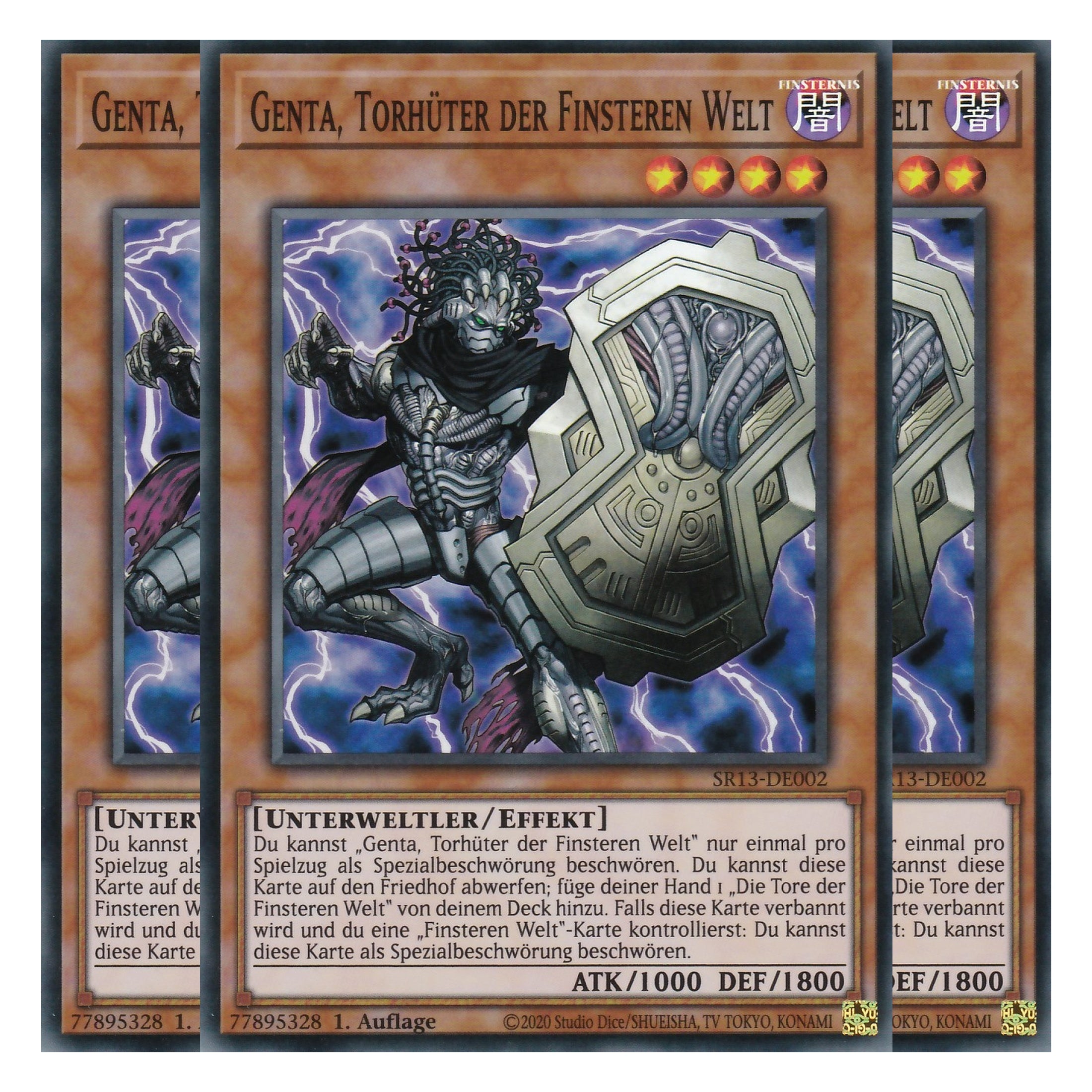 Genta, Torhüter der Finsteren Welt - SR13-DE002 - Super Rare - Deutsch - 1. Auflage - Structure Deck: Dark World - Yu-Gi-Oh! - Playset (3 Kopien)