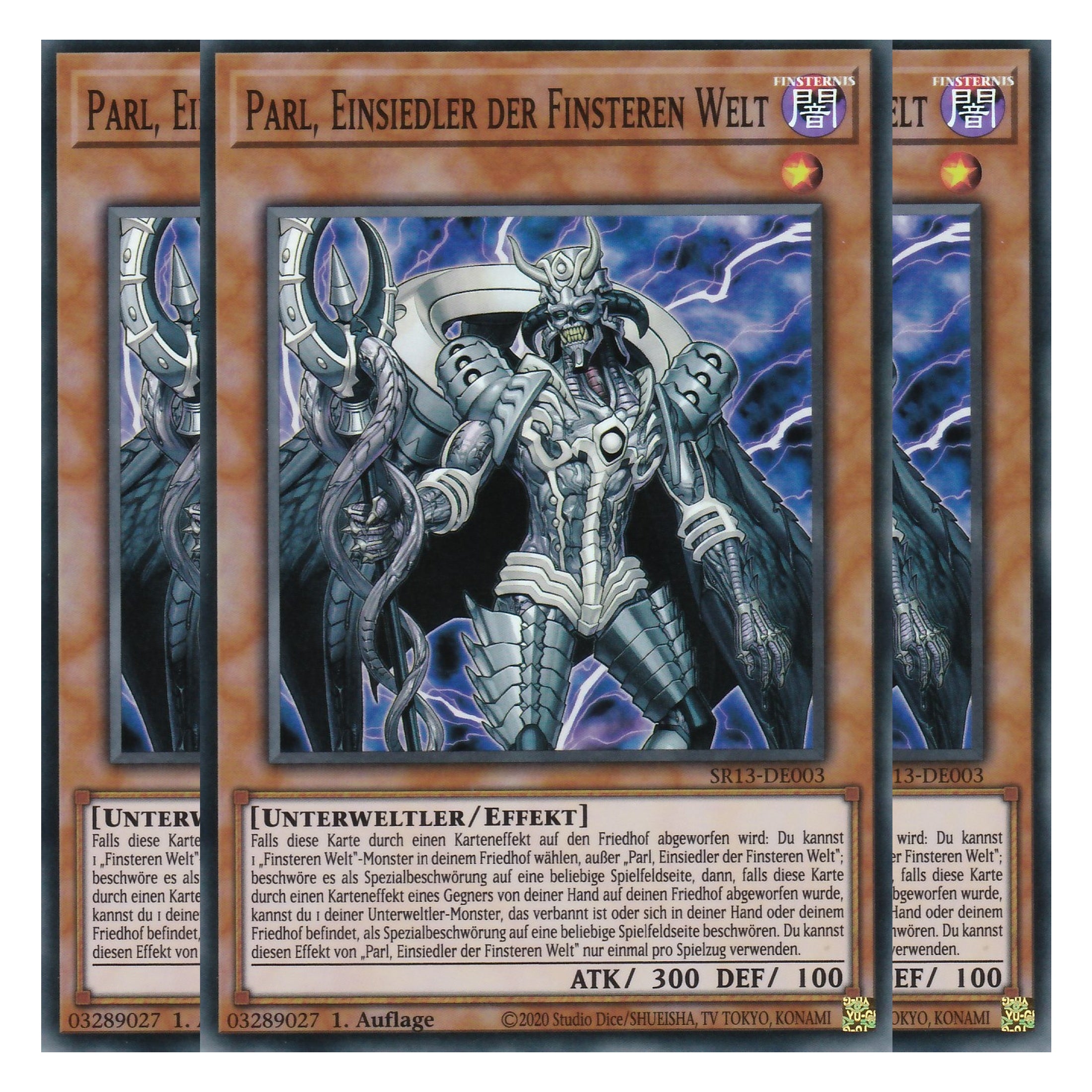 Parl, Einsiedler der Finsteren Welt - SR13-DE003 - Super Rare - Deutsch - 1. Auflage - Structure Deck: Dark World - Yu-Gi-Oh! - Playset (3 Kopien)