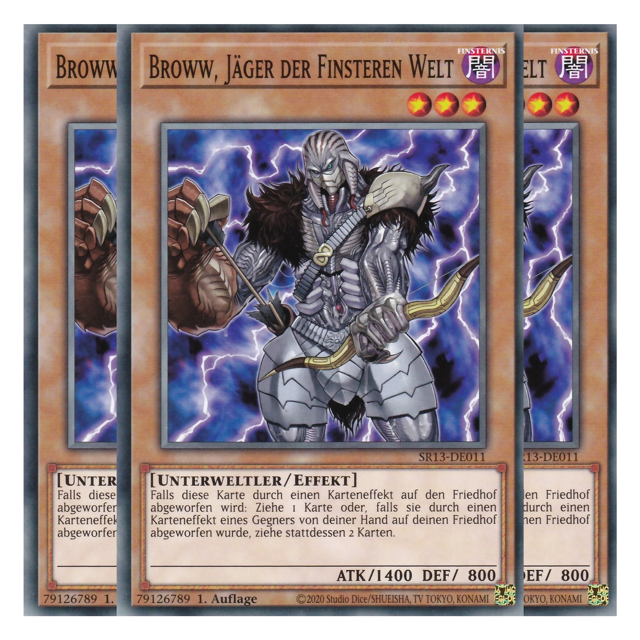 Broww, Jäger der Finsteren Welt - SR13-DE011 - Common - Deutsch - 1. Auflage - Structure Deck: Dark World - Yu-Gi-Oh! - Playset (3 Kopien)