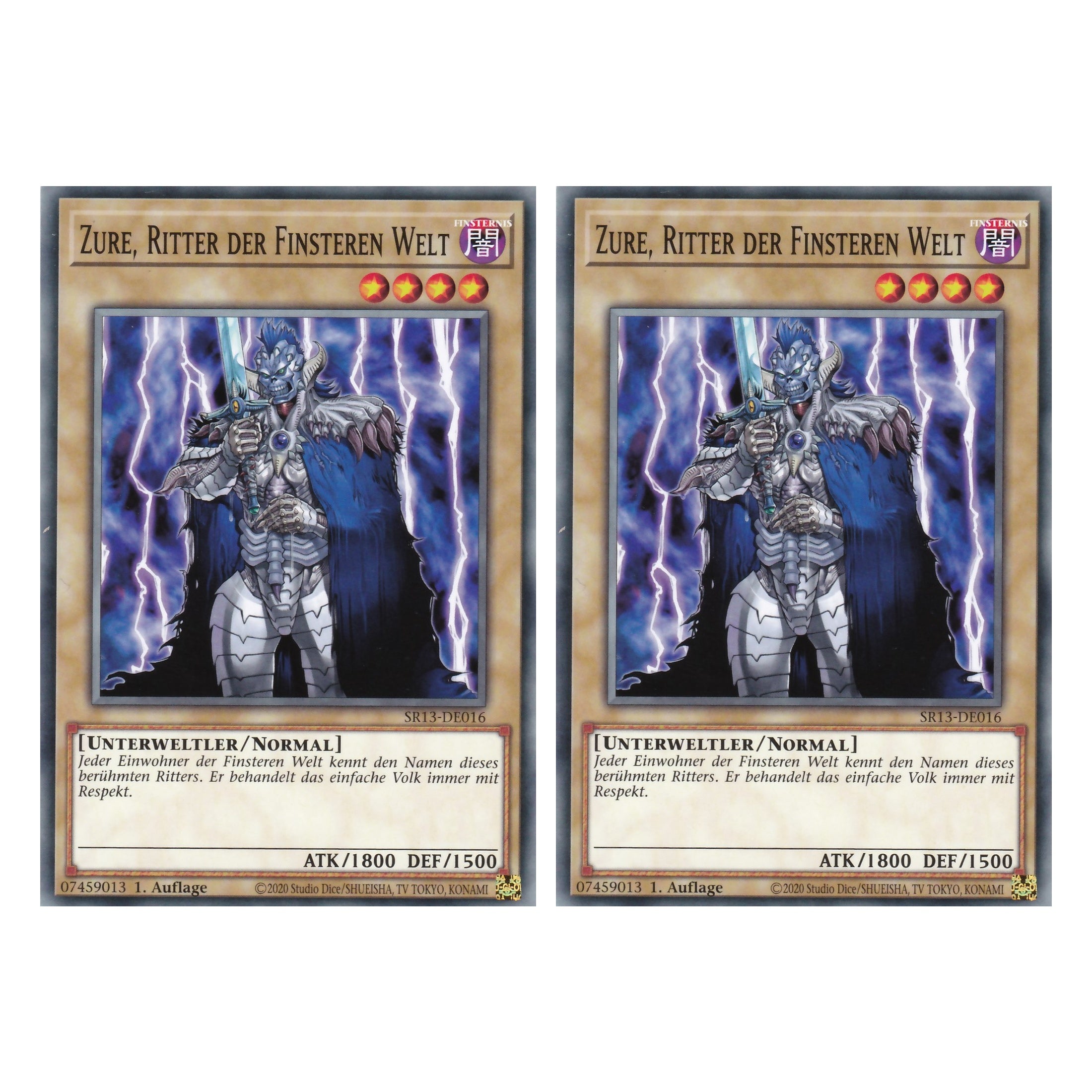 Zure, Ritter der Finsteren Welt - SR13-DE016 - Common - Deutsch - 1. Auflage - Structure Deck: Dark World - Yu-Gi-Oh! - Duo Set (2 Stück)