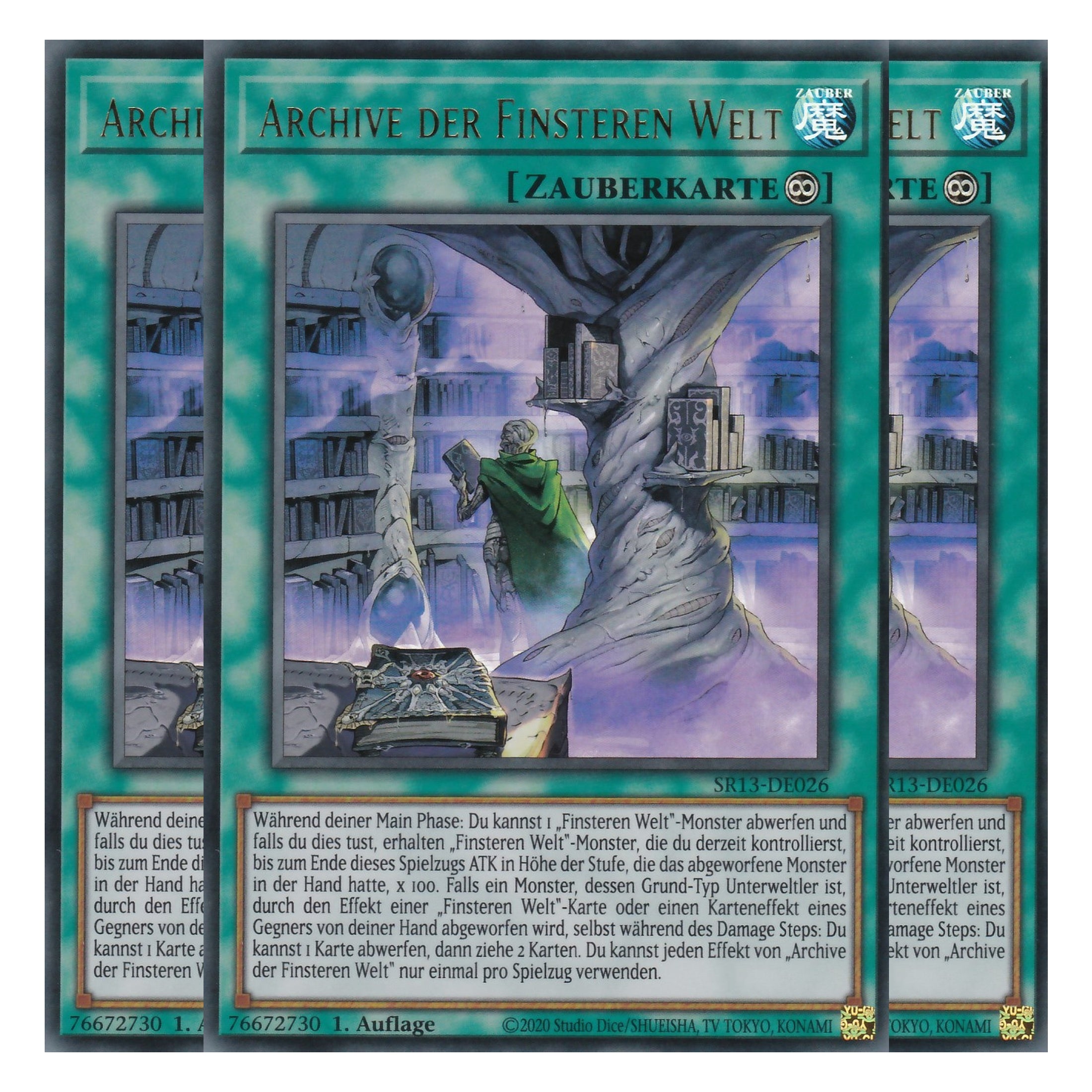 Archive der Finsteren Welt - SR13-DE026 - Ultra Rare - Deutsch - 1. Auflage - Structure Deck: Dark World - Yu-Gi-Oh! - Playset (3 Kopien)