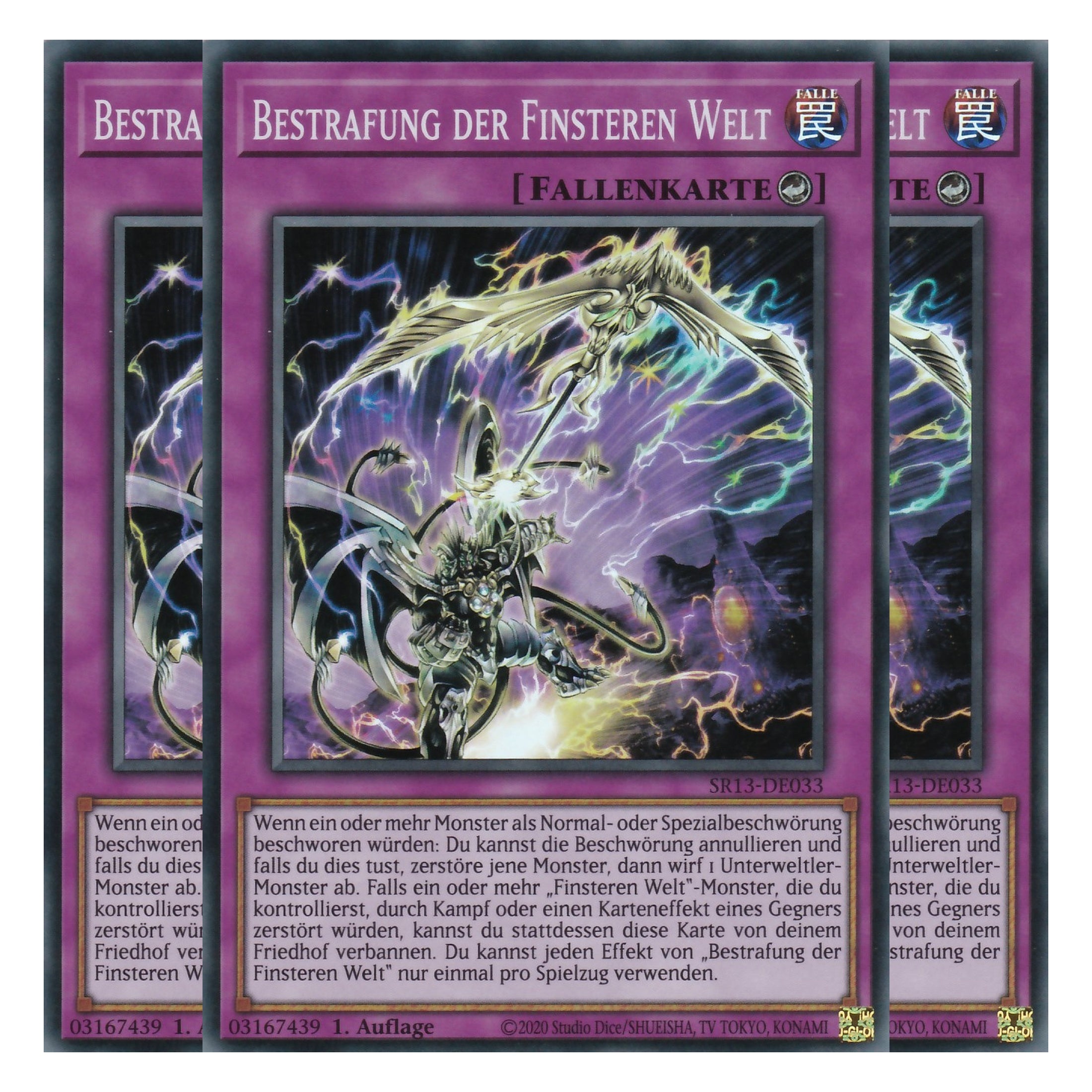 Bestrafung der Finsteren Welt - SR13-DE033 - Super Rare - Deutsch - 1. Auflage - Structure Deck: Dark World - Yu-Gi-Oh! - Playset (3 Kopien)