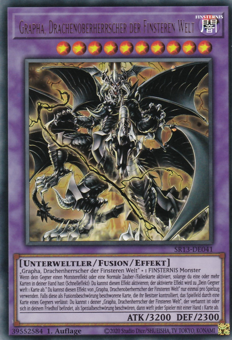 SR13-DE041 - Grapha, Drachenoberherrscher der Finsteren Welt - Ultra Rare - 1. Auflage - Deutsch - Structure Deck: Dark World