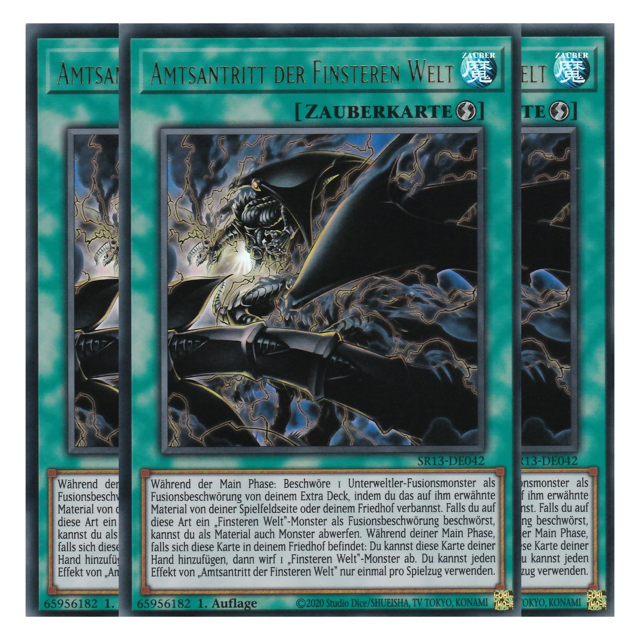 Amtsantritt der Finsteren Welt - SR13-DE042 - Ultra Rare - Deutsch - 1. Auflage - Structure Deck: Dark World - Yu-Gi-Oh! - Playset (3 Kopien)