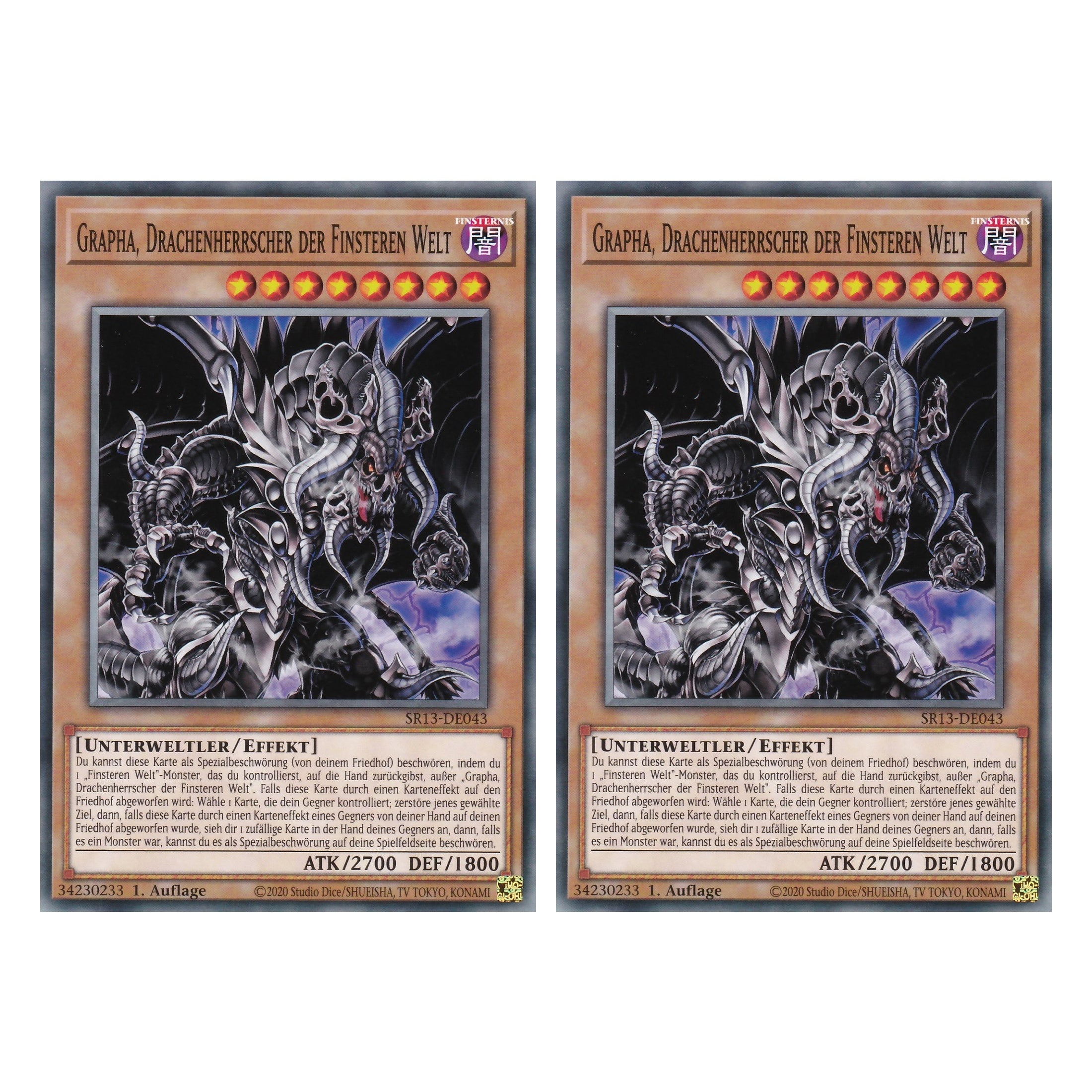 Grapha, Drachenherrscher der Finsteren Welt - SR13-DE043 - Common - Deutsch - 1. Auflage - Structure Deck: Dark World - Yu-Gi-Oh! - Duo Set (2 Stück)
