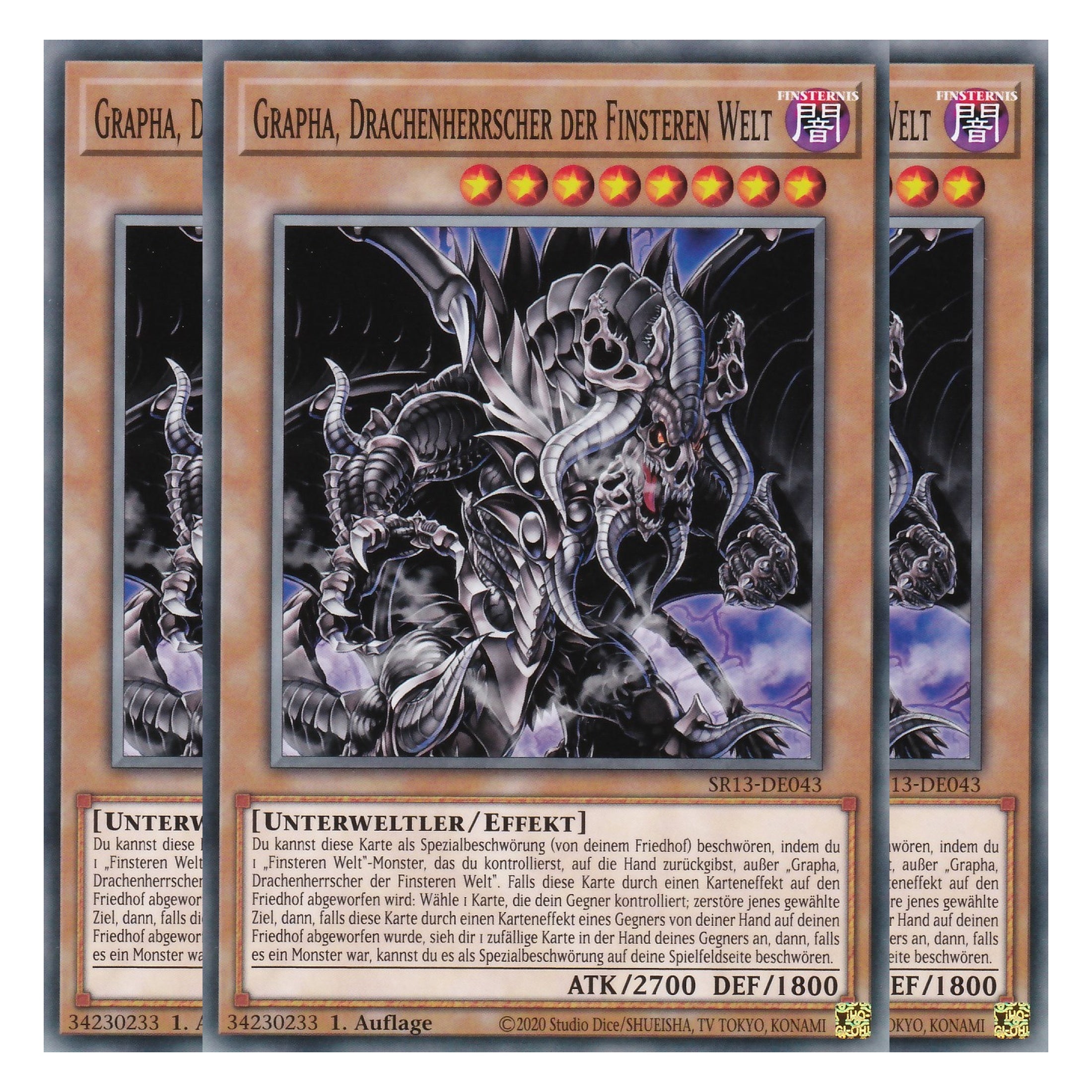 Grapha, Drachenherrscher der Finsteren Welt - SR13-DE043 - Common - Deutsch - 1. Auflage - Structure Deck: Dark World - Yu-Gi-Oh! - Playset (3 Kopien)