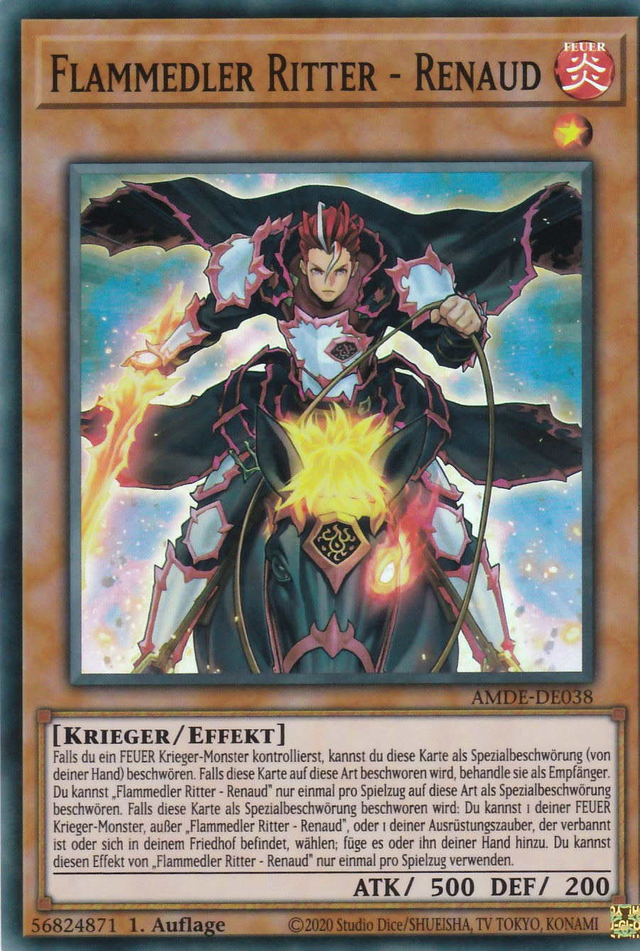 Flammedler Ritter - Renaud - AMDE-DE038 - Super Rare - Deutsch - 1. Auflage - Amazing Defenders