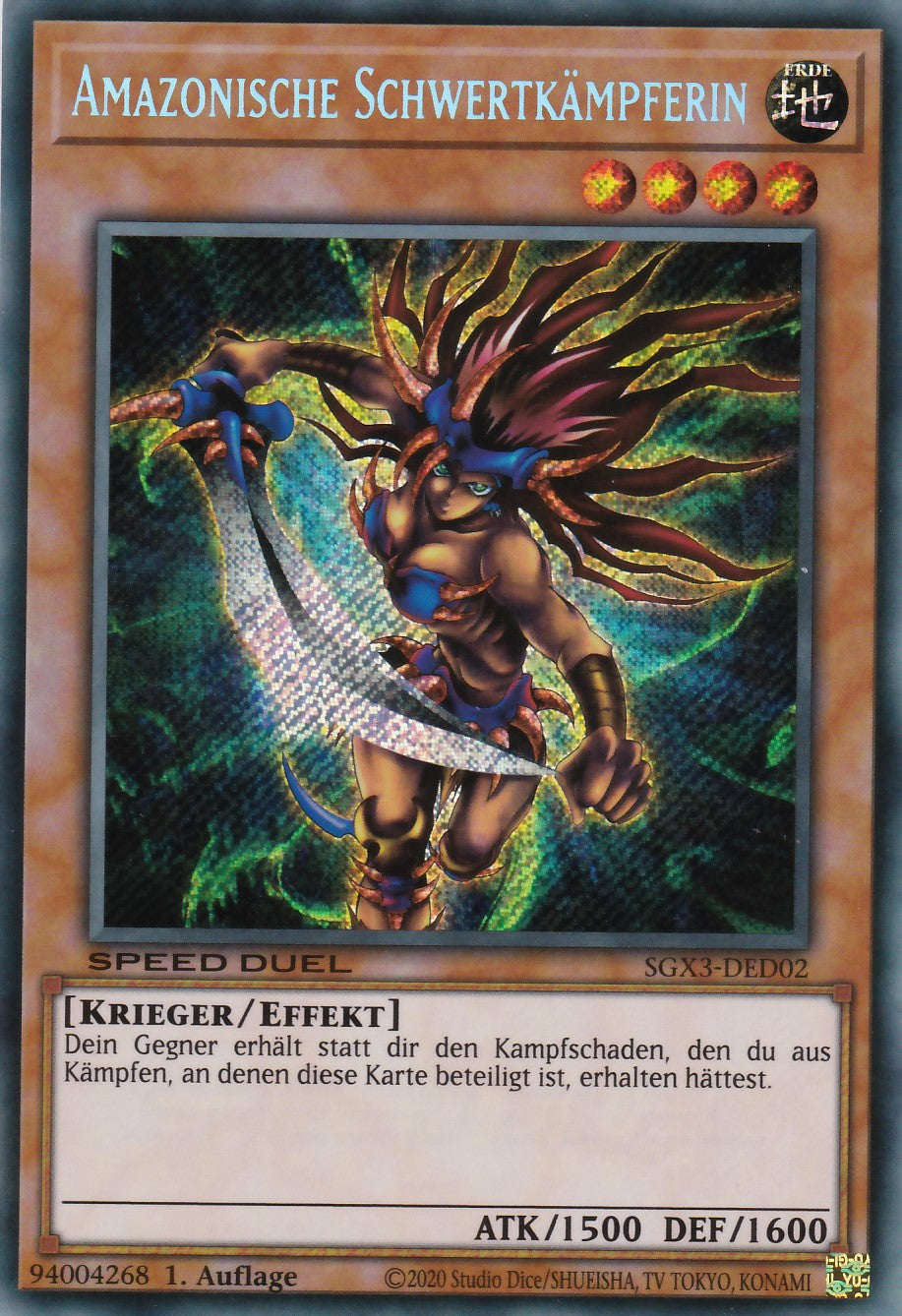 Amazonische Schwertkämpferin - SGX3-DED02 - Secret Rare - 1. Auflage - Deutsch - Speed Duel GX: Duelists of Shadows