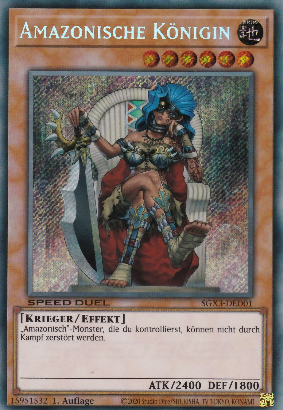 Amazonische Königin - SGX3-DED01 - Secret Rare - 1. Auflage - Deutsch - Speed Duel GX: Duelists of Shadows