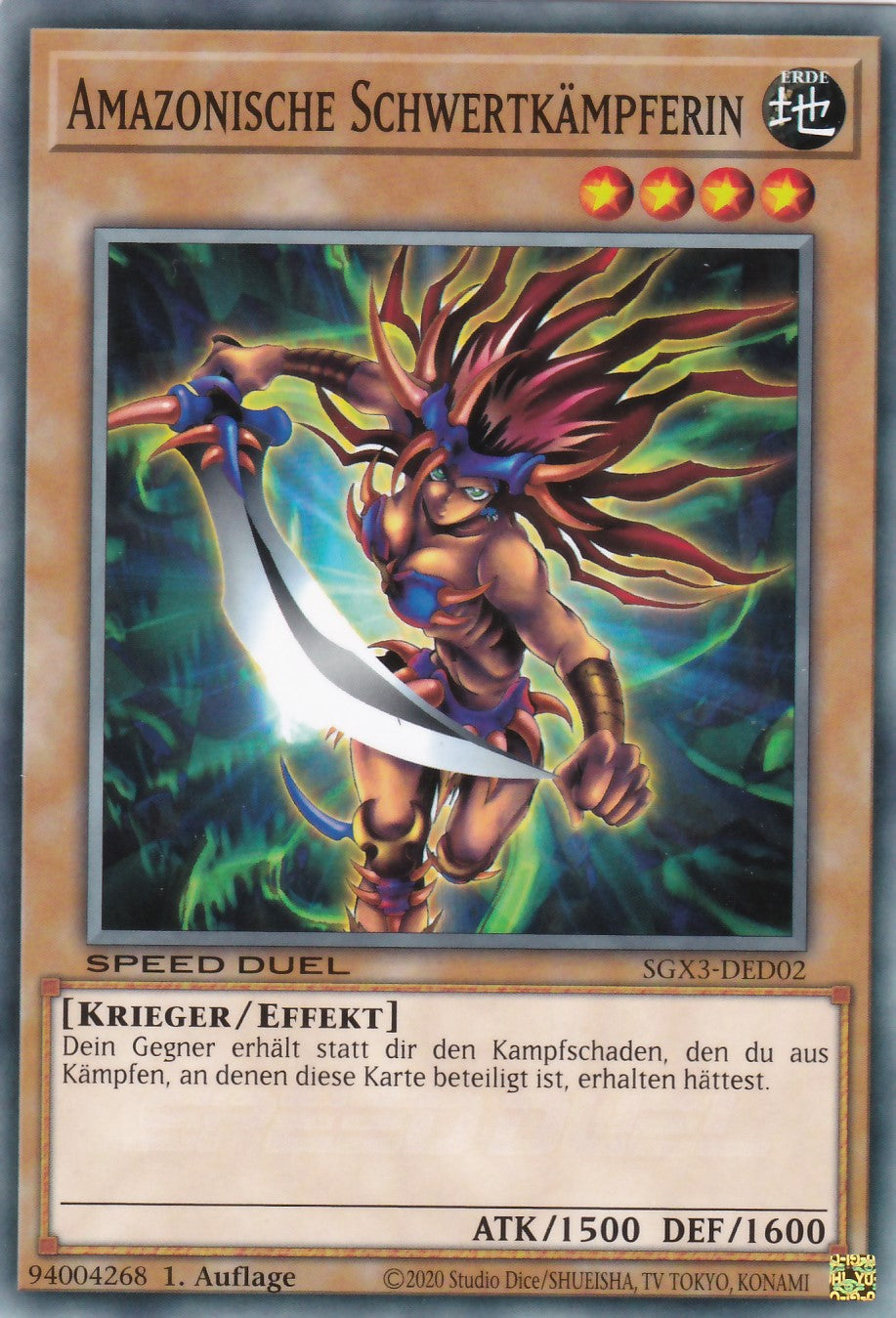 Amazonische Schwertkämpferin - SGX3-DED02 - Common - 1. Auflage - Deutsch - Speed Duel GX: Duelists of Shadows