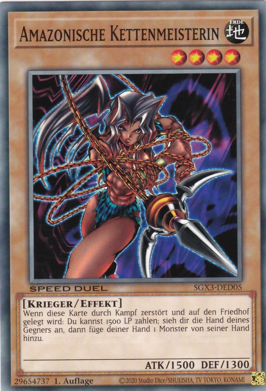 Amazonische Kettenmeisterin - SGX3-DED05 - Common - 1. Auflage - Deutsch - Speed Duel GX: Duelists of Shadows