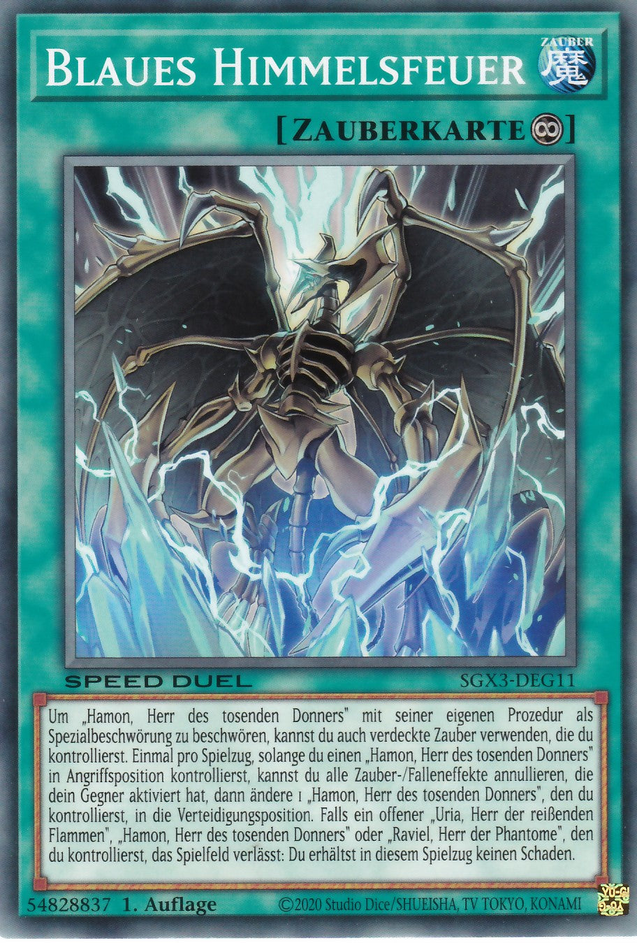 Blaues Himmelsfeuer - SGX3-DEG11 - Common - 1. Auflage - Deutsch - Speed Duel GX: Duelists of Shadows