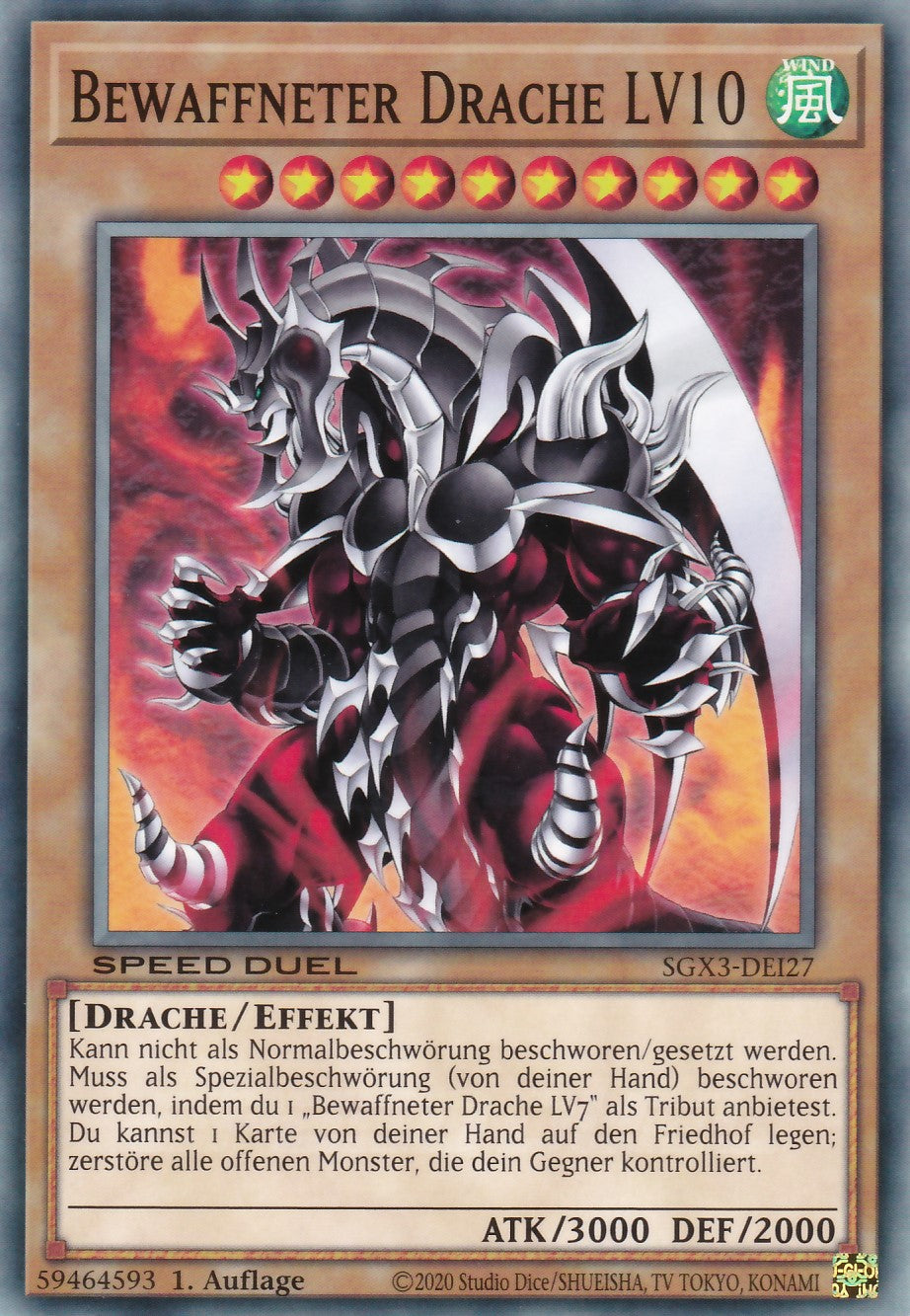 Bewaffneter Drache LV10 - SGX3-DEI27 - Common - 1. Auflage - Deutsch - Speed Duel GX: Duelists of Shadows