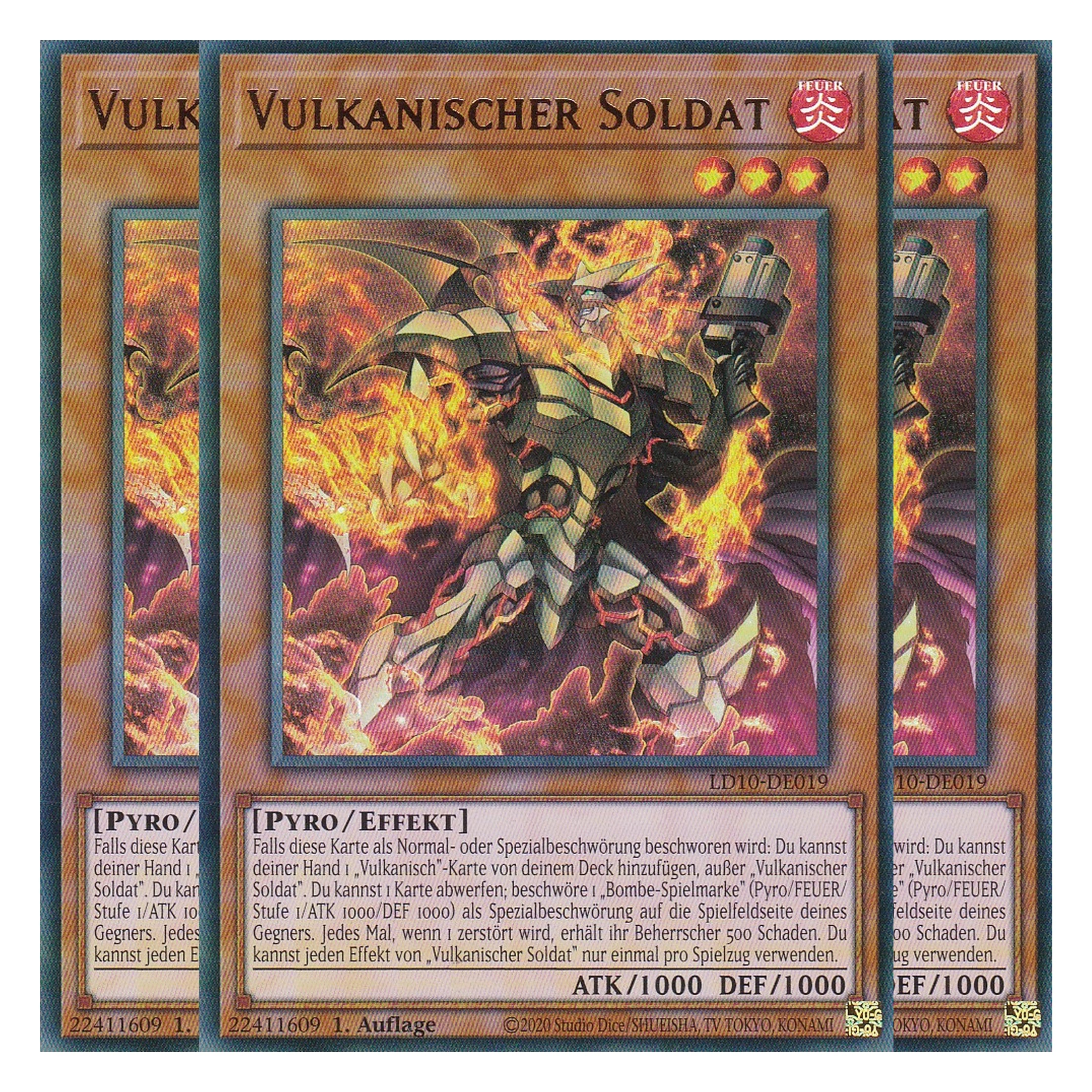 Vulkanischer Soldat - LD10-DE019 - Ultra Rare - Deutsch - 1. Auflage - Legendary Duelists: Soulburning Volcano - Playset (3 Kopien)