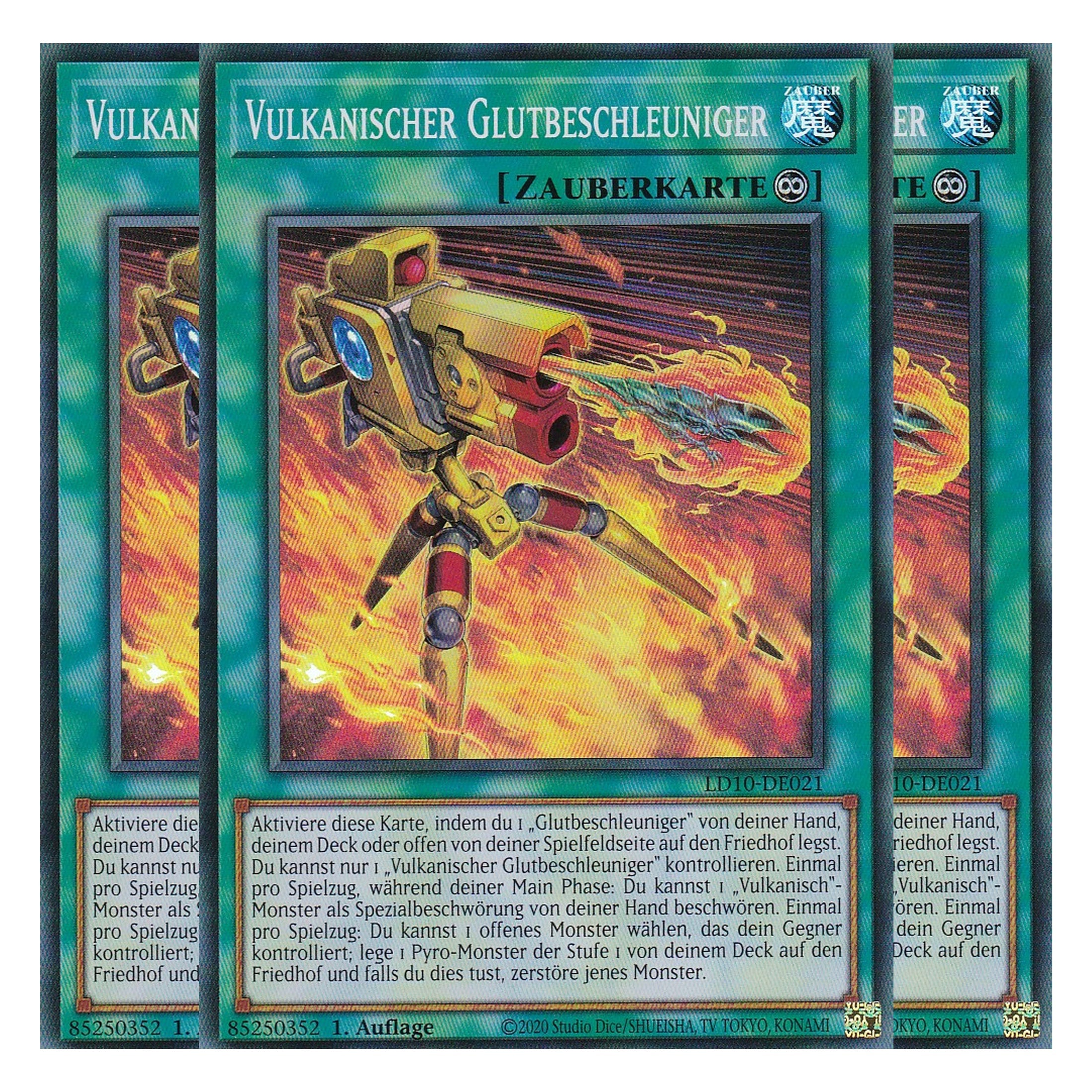 Vulkanischer Glutbeschleuniger - LD10-DE021 - Super Rare - Deutsch - 1. Auflage - Legendary Duelists: Soulburning Volcano - Playset (3 Kopien)