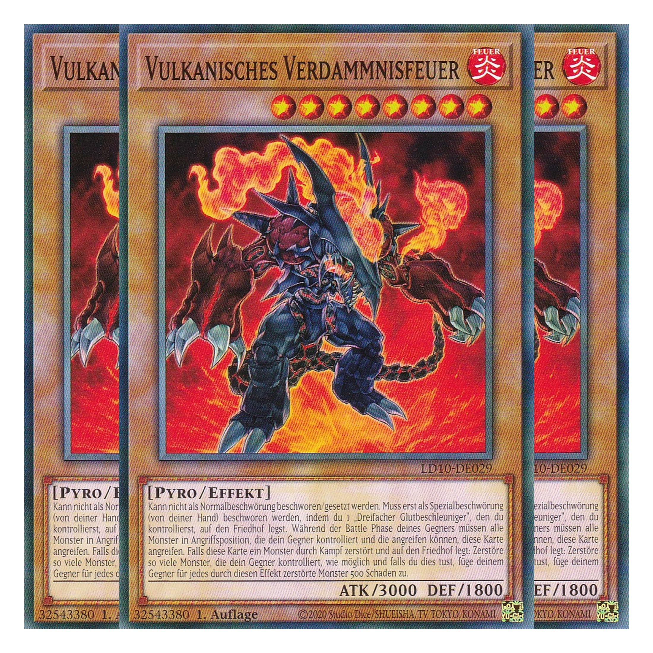 Vulkanisches Verdammnisfeuer - LD10-DE029 - Common - Deutsch - 1. Auflage - Legendary Duelists: Soulburning Volcano - Playset (3 Kopien)