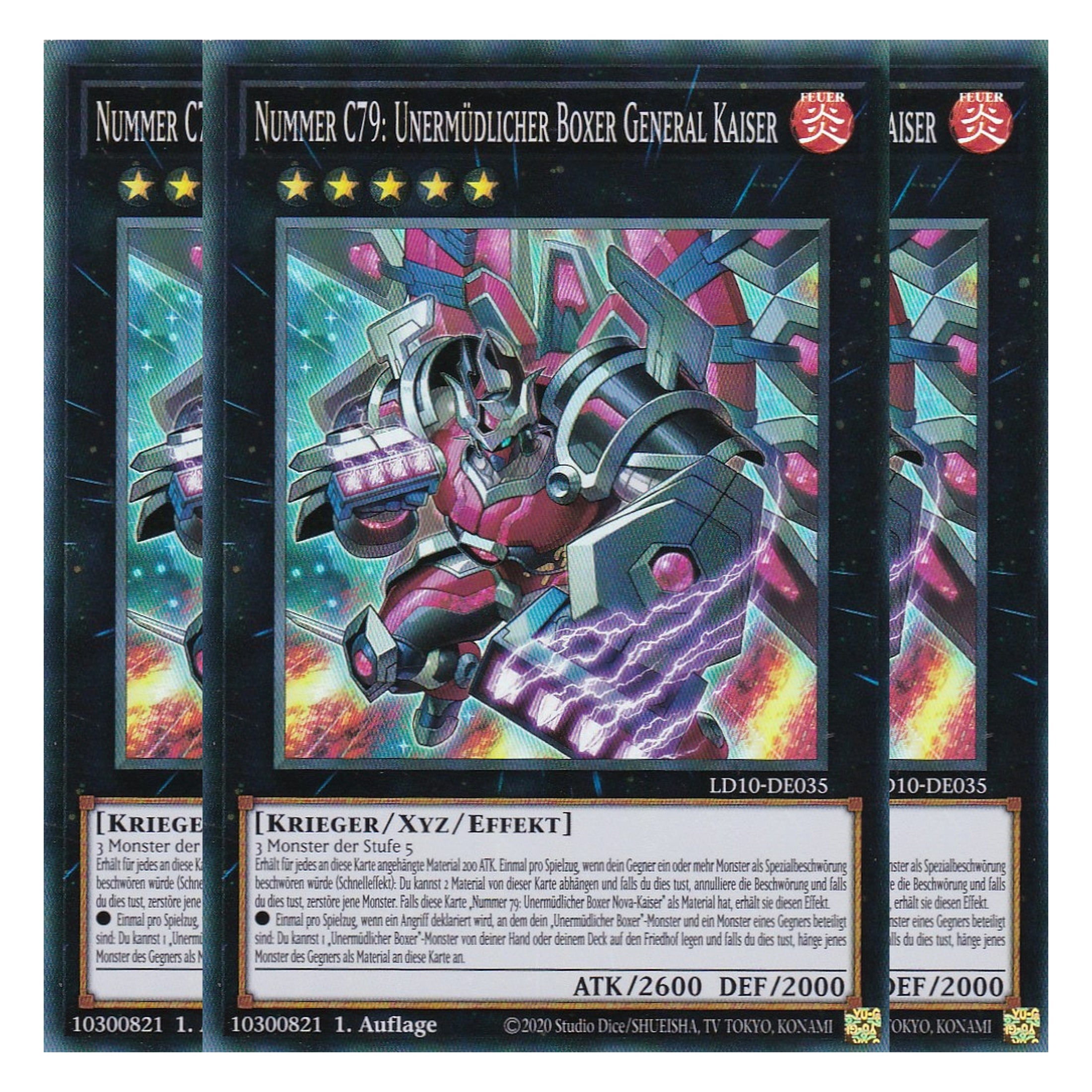 Nummer C79 Unermüdlciher Boxer General Kaiser - LD10-DE035 - Super Rare - Deutsch - 1. Auflage - Legendary Duelists: Soulburning Volcano - Playset (3 Kopien)