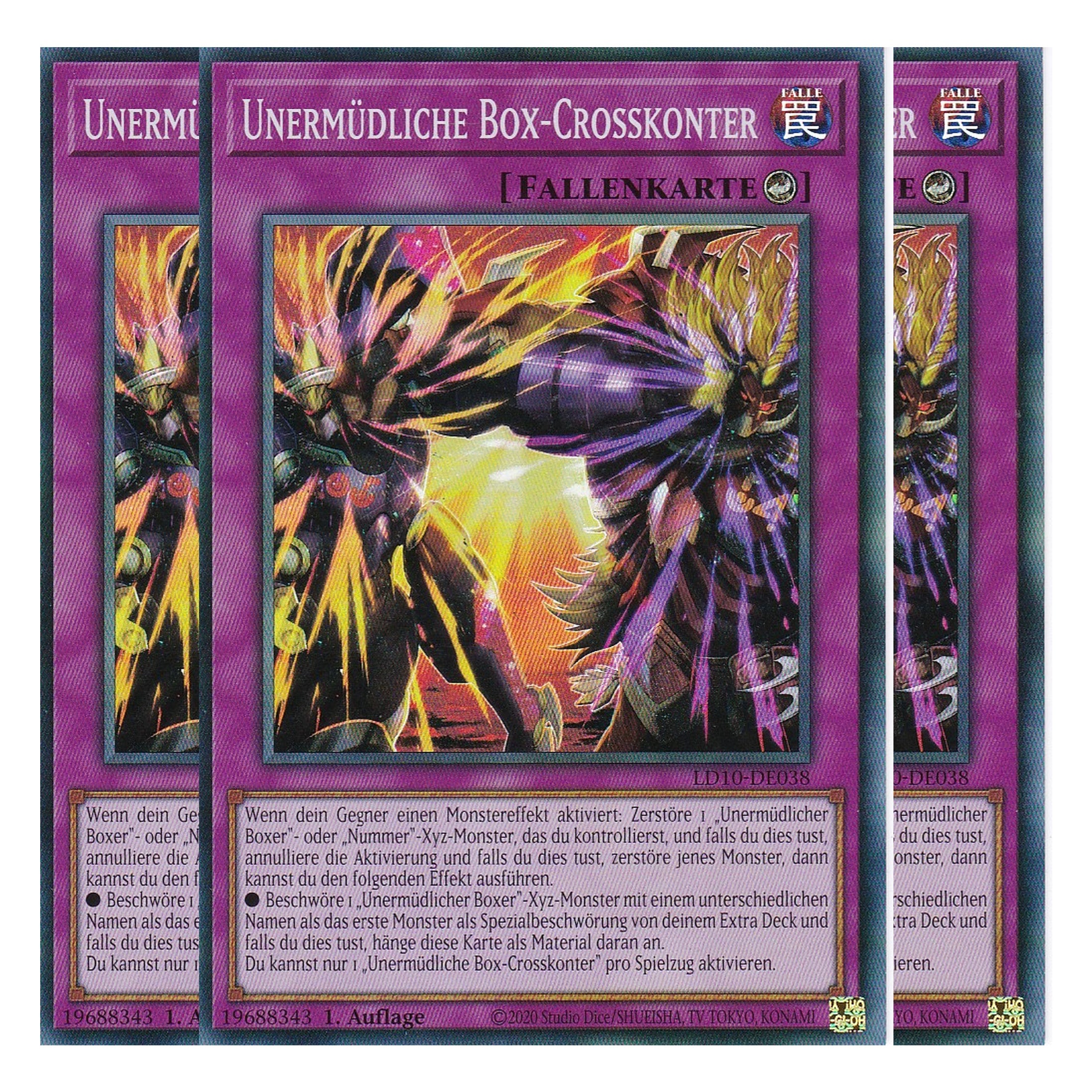 Unermüdlicher Box-Crosskonter - LD10-DE038 - Super Rare - Deutsch - 1. Auflage - Legendary Duelists: Soulburning Volcano - Playset (3 Kopien)