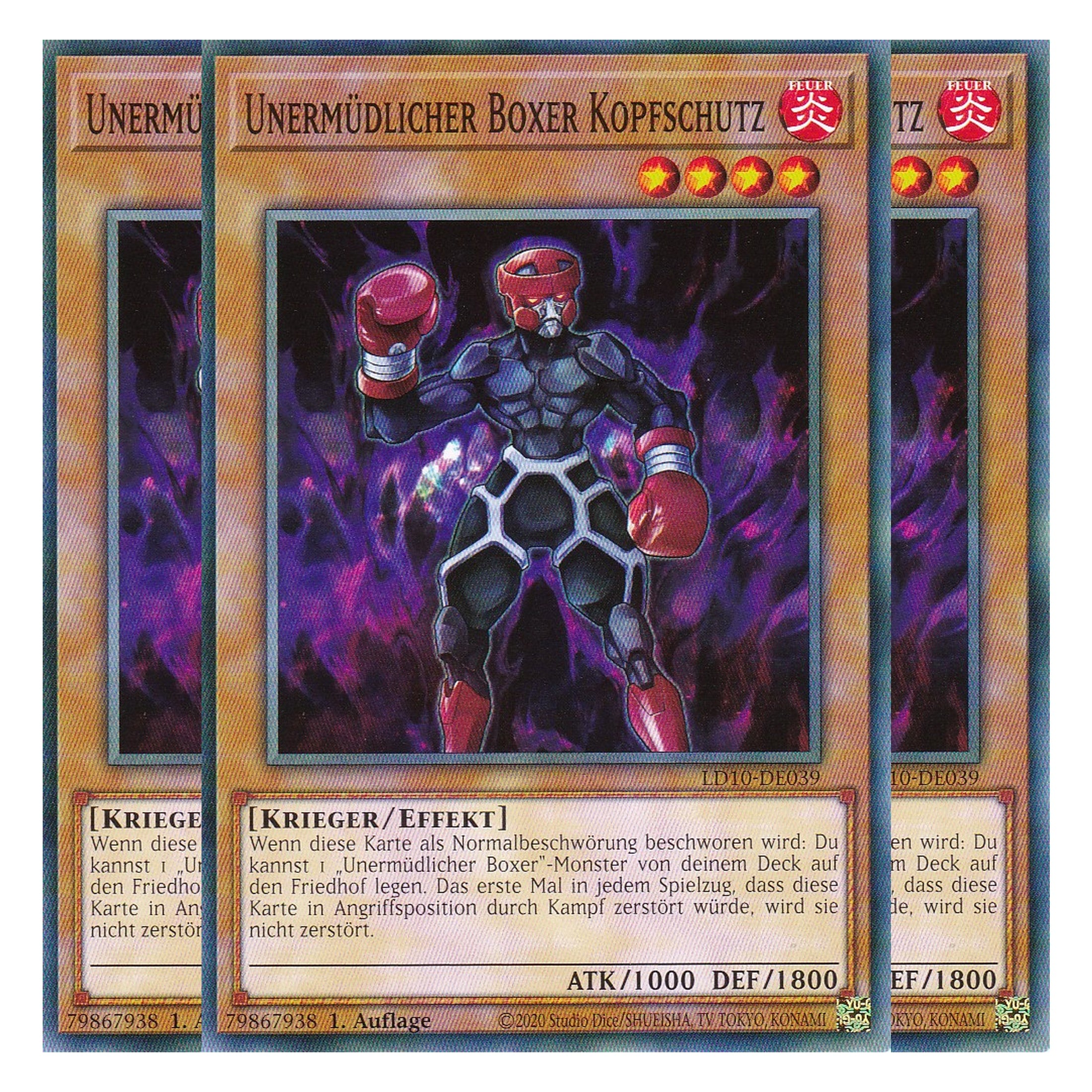Unermüdlicher Boxer Kopfschutz - LD10-DE039 - Common - Deutsch - 1. Auflage - Legendary Duelists: Soulburning Volcano - Playset (3 Kopien)