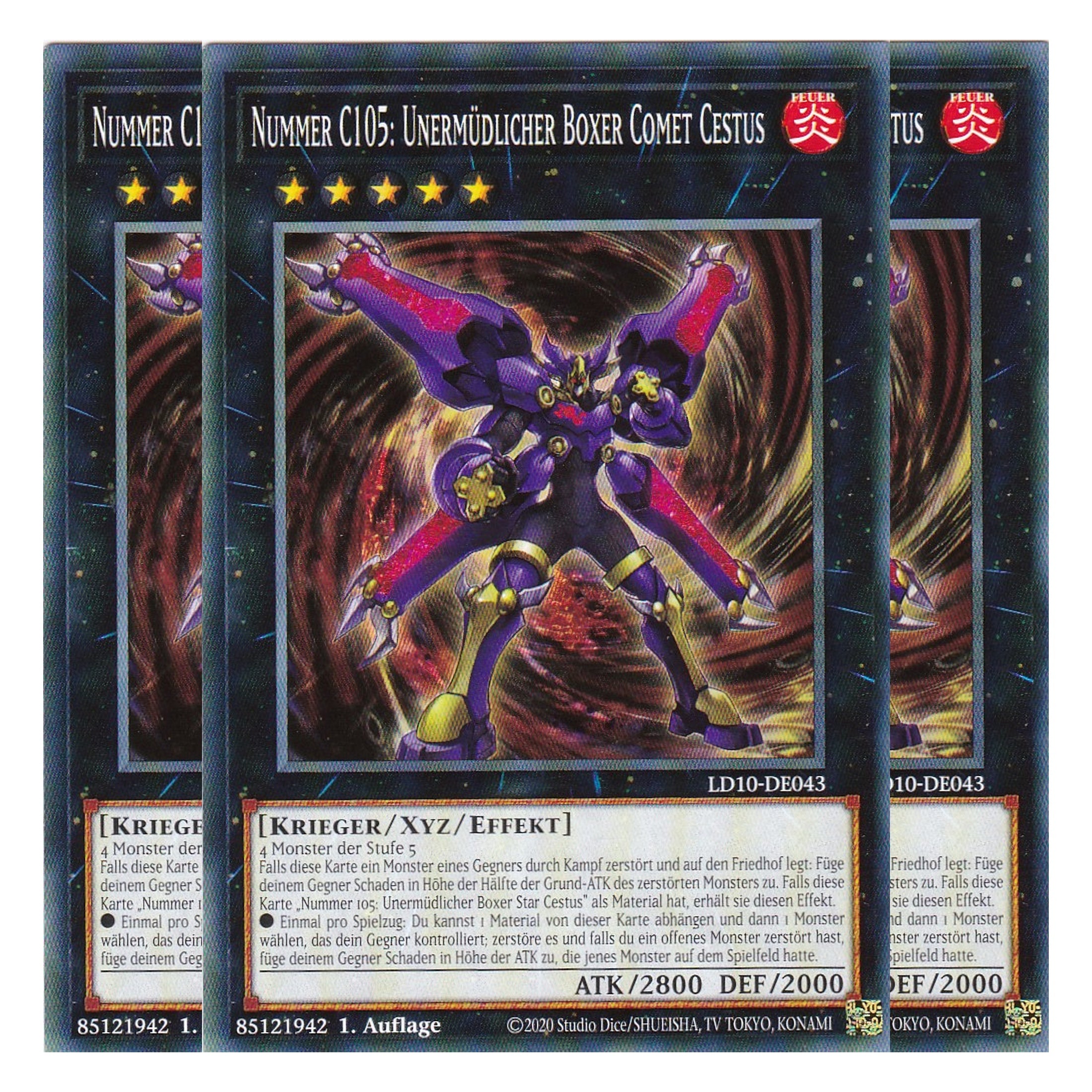 Nummer C105: Unermüdlicher Boxer Comet Caestus - LD10-DE043 - Common - Deutsch - 1. Auflage - Legendary Duelists: Soulburning Volcano - Playset (3 Kopien)