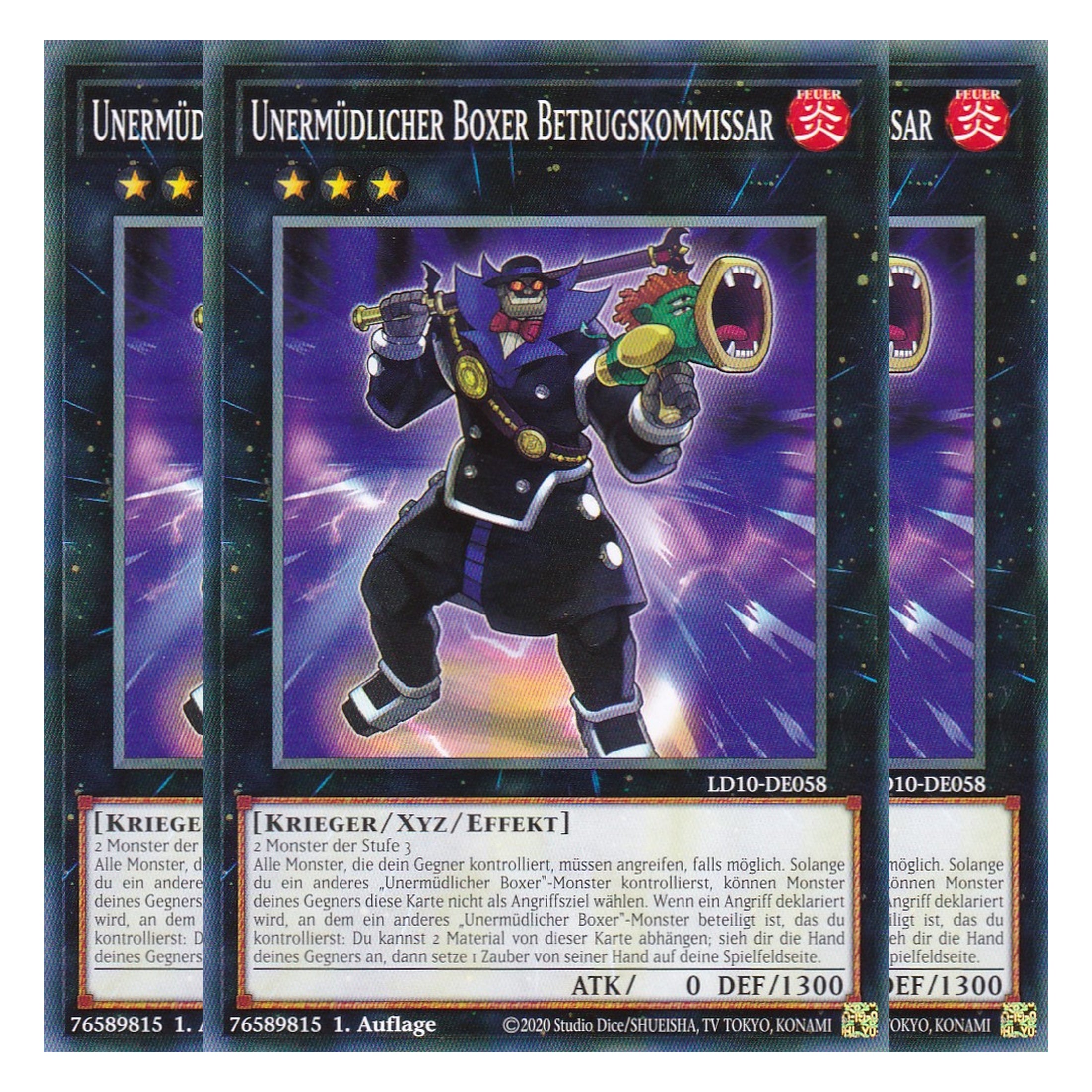 Unermüdlicher Boxer Betrugskommissar - LD10-DE058 - Common - Deutsch - 1. Auflage - Legendary Duelists: Soulburning Volcano - Playset (3 Kopien)