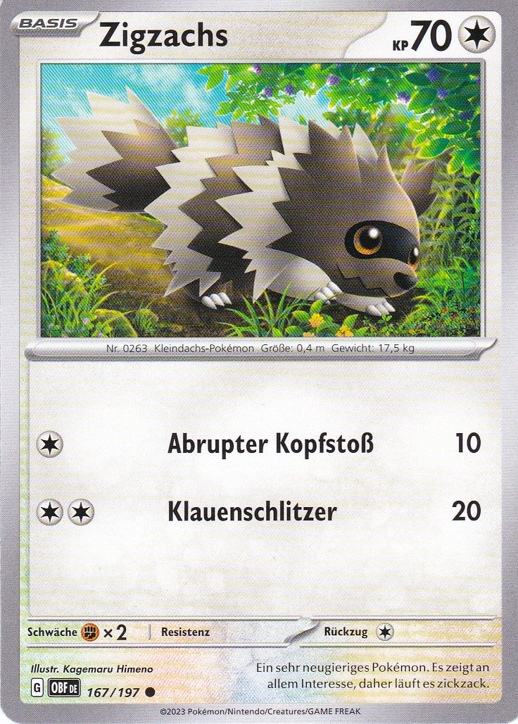 Zigzachs - OBF 167 / 197 - Common - Karmesin & Purpur - Obsidianflammen  - Pokemon