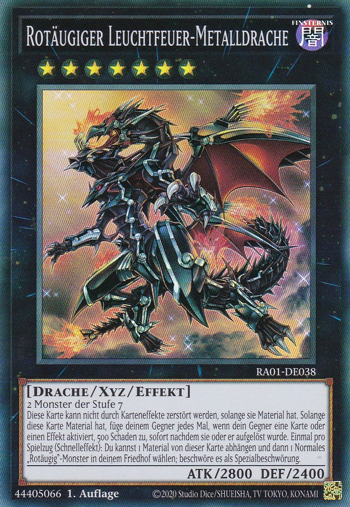 Rotäugiger Leuchtfeuer-Metalldrache - RA01-DE038 - Super Rare - 1. Auflage - Deutsch - Einzelkarten aus: 25th Anniversary Rarity Collection