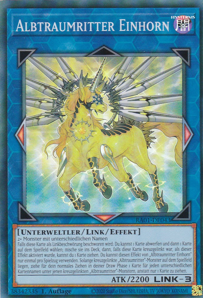 Albtraumritter Einhorn (Version 1) - RA01-DE043 - Super Rare - 1. Auflage - Deutsch - Einzelkarten aus: 25th Anniversary Rarity Collection