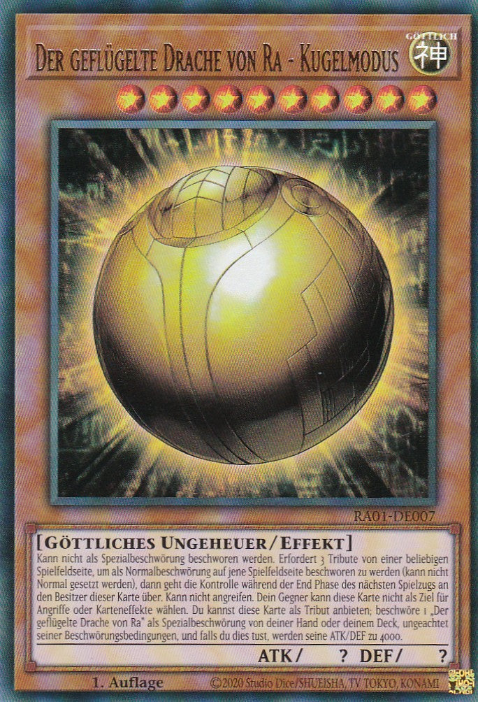 Der geflügelte Drache von Ra - Kugelmodus - RA01-DE007 - Ultra Rare - 1. Auflage - Deutsch - Einzelkarten aus: 25th Anniversary Rarity Collection