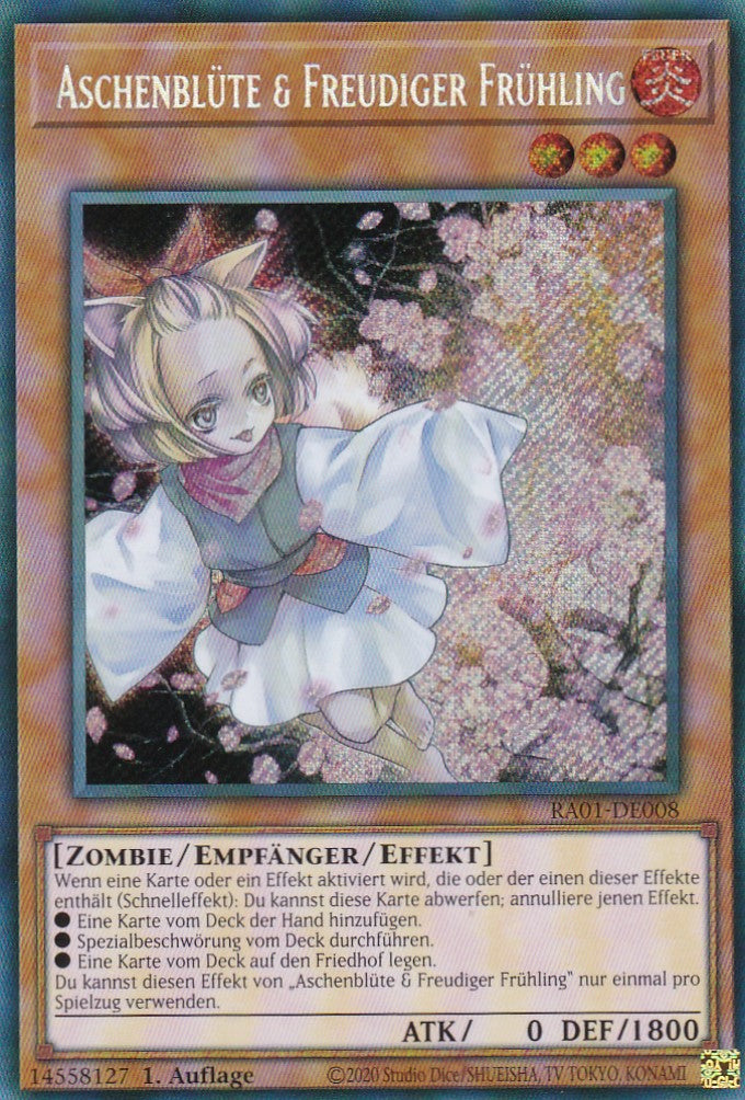 Aschenblüte & Freudiger Frühling - RA01-DE008 - Secret Rare - 1. Auflage - Deutsch - Einzelkarten aus: 25th Anniversary Rarity Collection