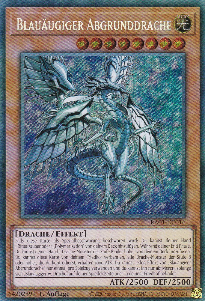 Blauäugiger Abgrunddrache - RA01-DE016 - Secret Rare - 1. Auflage - Deutsch - Einzelkarten aus: 25th Anniversary Rarity Collection