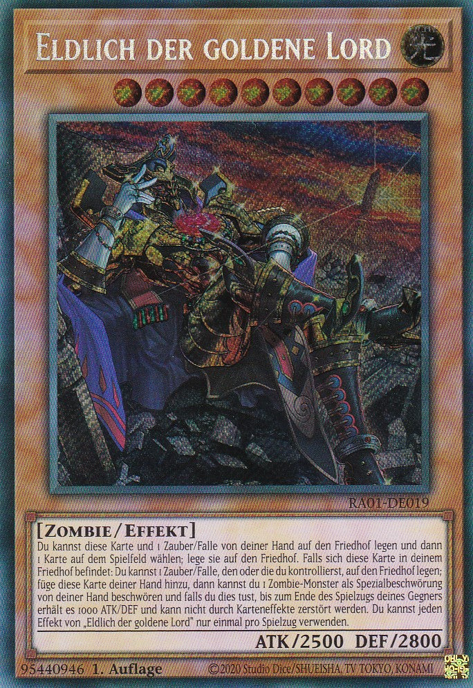 Eldlich der goldene Lord (Version 2) - RA01-DE019 - Secret Rare - 1. Auflage - Deutsch - Einzelkarten aus: 25th Anniversary Rarity Collection