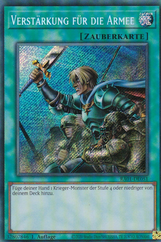 Verstärkung für die Armee - RA01-DE051 - Secret Rare - 1. Auflage - Deutsch - Einzelkarten aus: 25th Anniversary Rarity Collection