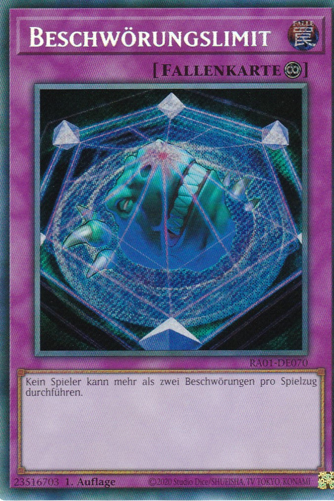 Beschwörungslimit - RA01-DE070 - Secret Rare - 1. Auflage - Deutsch - Einzelkarten aus: 25th Anniversary Rarity Collection