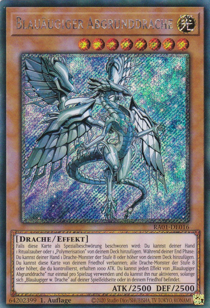 Blauäugiger Abgrunddrache - RA01-DE016 - Platinum Secret Rare - 1. Auflage - Deutsch - Einzelkarten aus: 25th Anniversary Rarity Collection