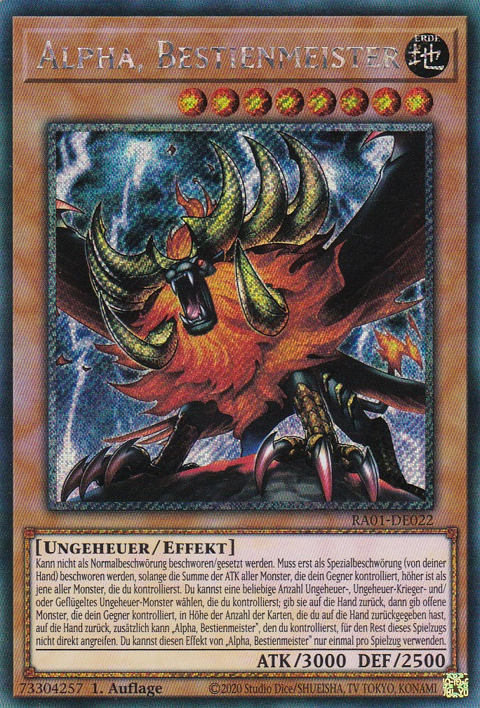 Alpha, Bestienmeister - RA01-DE022 - Platinum Secret Rare - 1. Auflage - Deutsch - Einzelkarten aus: 25th Anniversary Rarity Collection