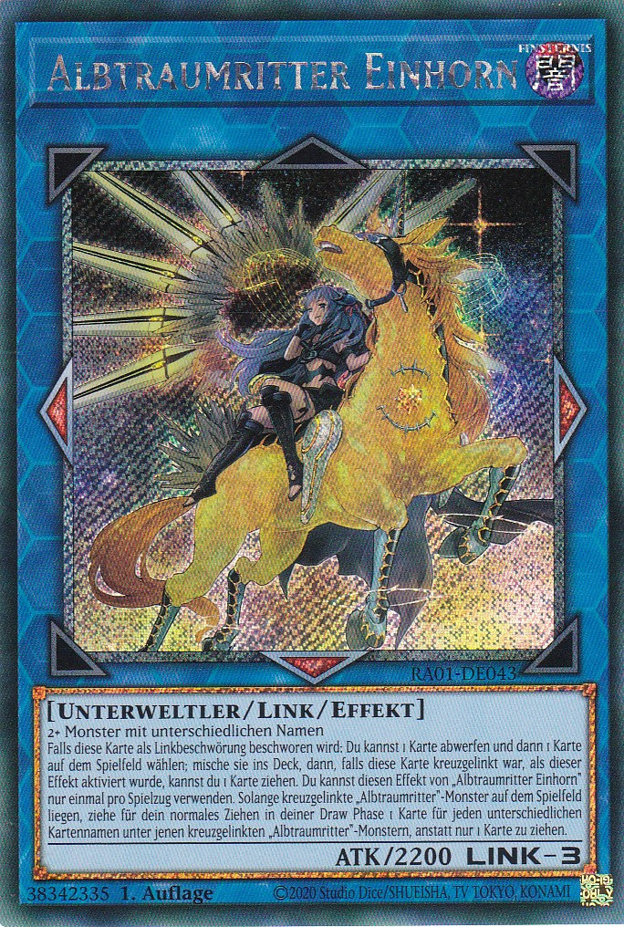 Albtraumritter Einhorn (Version 2) - RA01-DE043 - Platinum Secret Rare - 1. Auflage - Deutsch - Einzelkarten aus: 25th Anniversary Rarity Collection