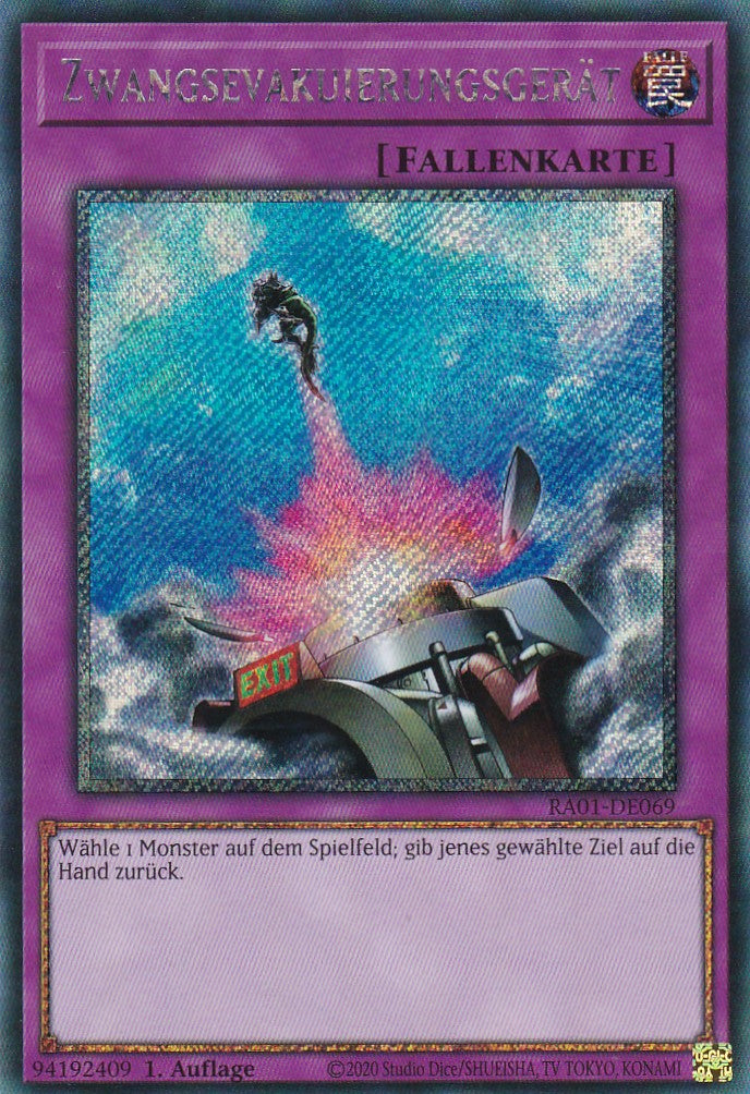 Zwangsevakuierungsgerät - RA01-DE069 - Platinum Secret Rare - 1. Auflage - Deutsch - Einzelkarten aus: 25th Anniversary Rarity Collection