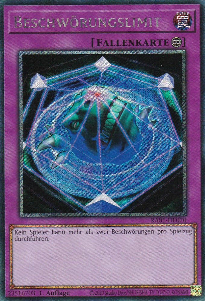 Beschwörungslimit - RA01-DE070 - Platinum Secret Rare - 1. Auflage - Deutsch - Einzelkarten aus: 25th Anniversary Rarity Collection