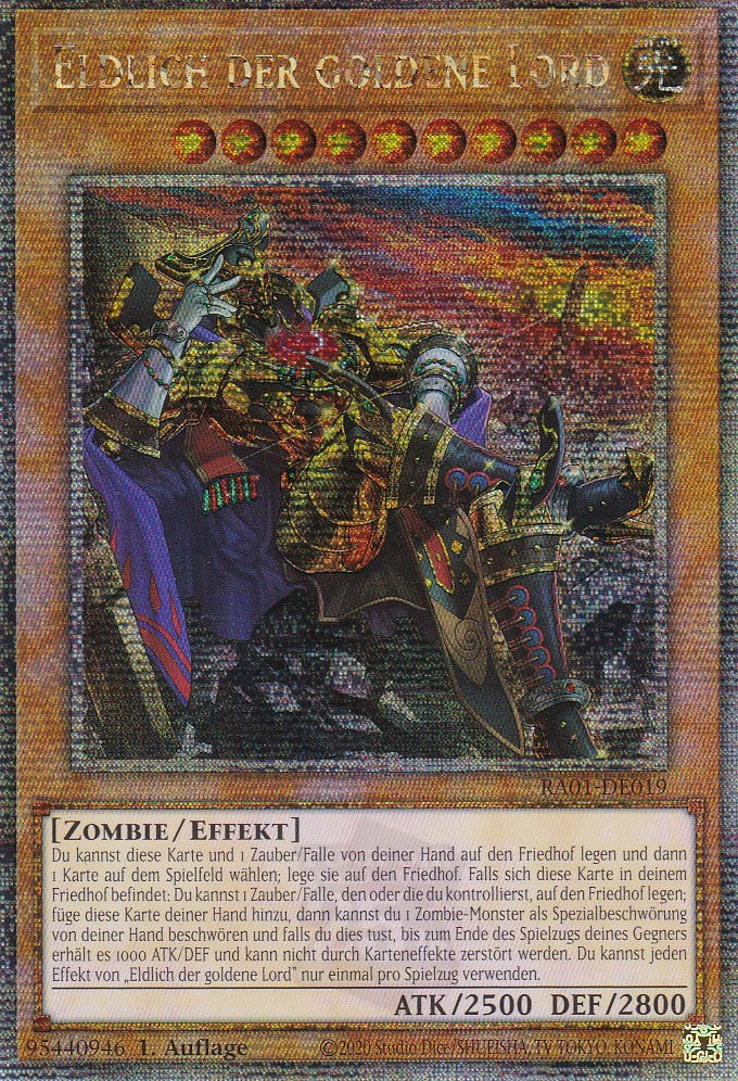 Eldlich der goldene Lord (Version 2) - RA01-DE019 - Quarter Century Secret Rare - 1. Auflage - Deutsch - Einzelkarten aus: 25th Anniversary Rarity Collection