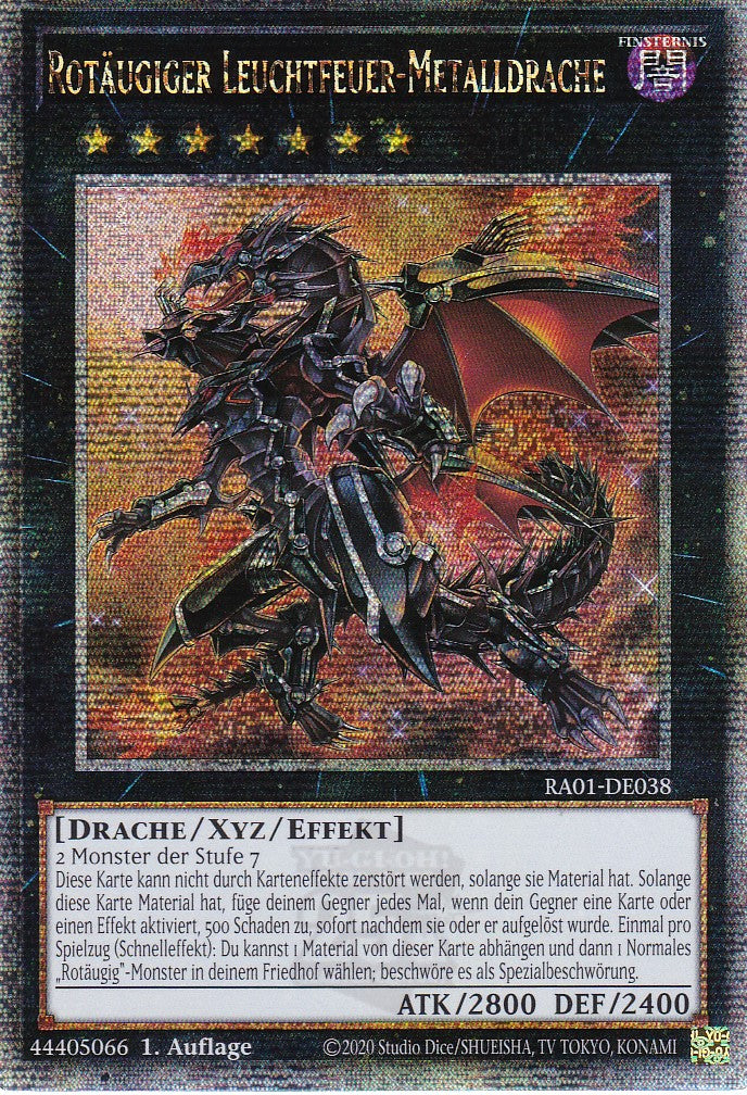 Rotäugiger Leuchtfeuer-Metalldrache - RA01-DE038 - Quarter Century Secret Rare - 1. Auflage - Deutsch - Einzelkarten aus: 25th Anniversary Rarity Collection