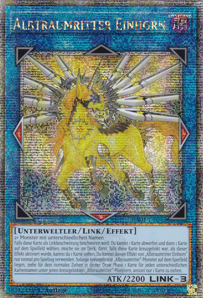 Albtraumritter Einhorn (Version 1) - RA01-DE043 - Quarter Century Secret Rare - 1. Auflage - Deutsch - Einzelkarten aus: 25th Anniversary Rarity Collection